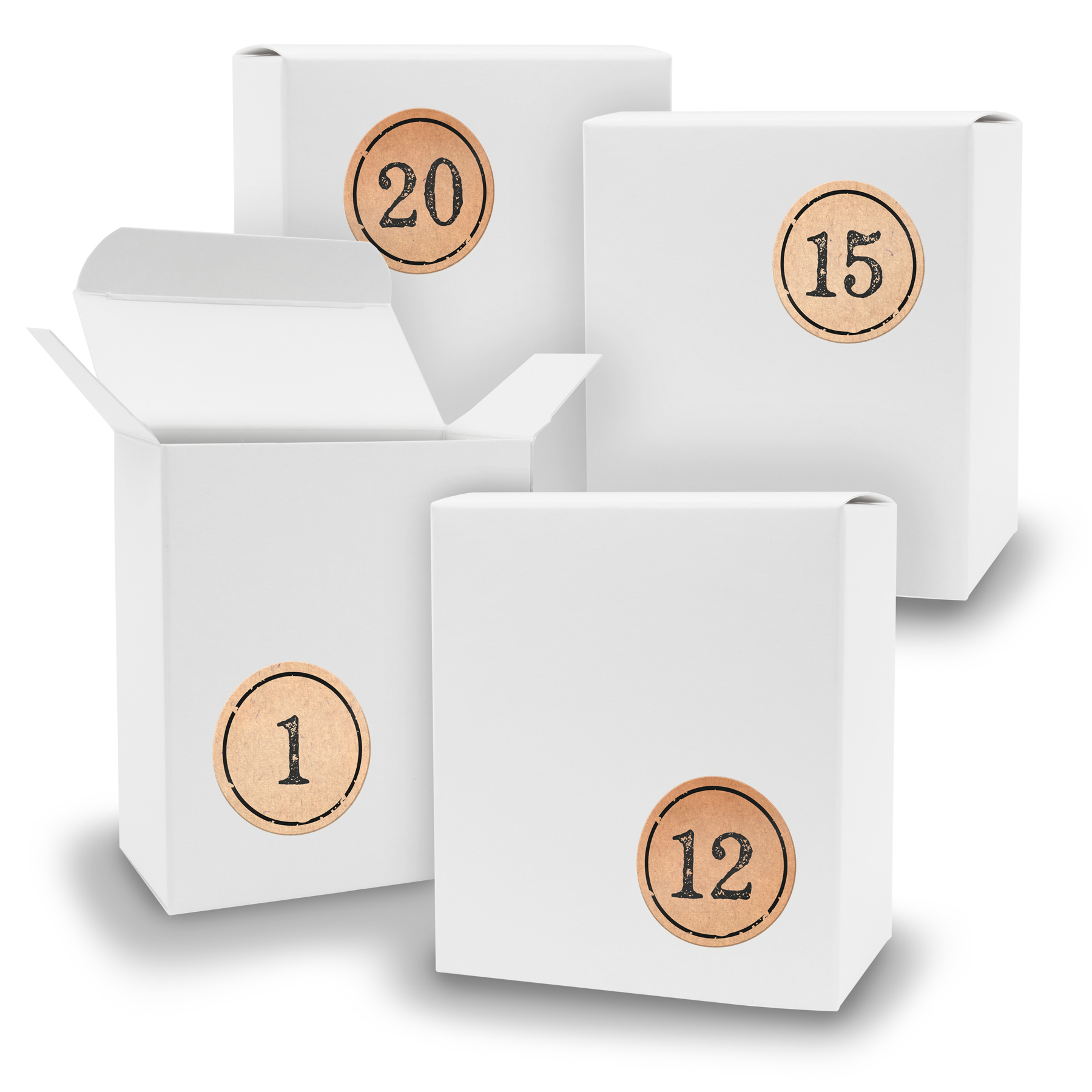 Adventskalender zum F�llen 24x Quader WEISS + Sticker V0...