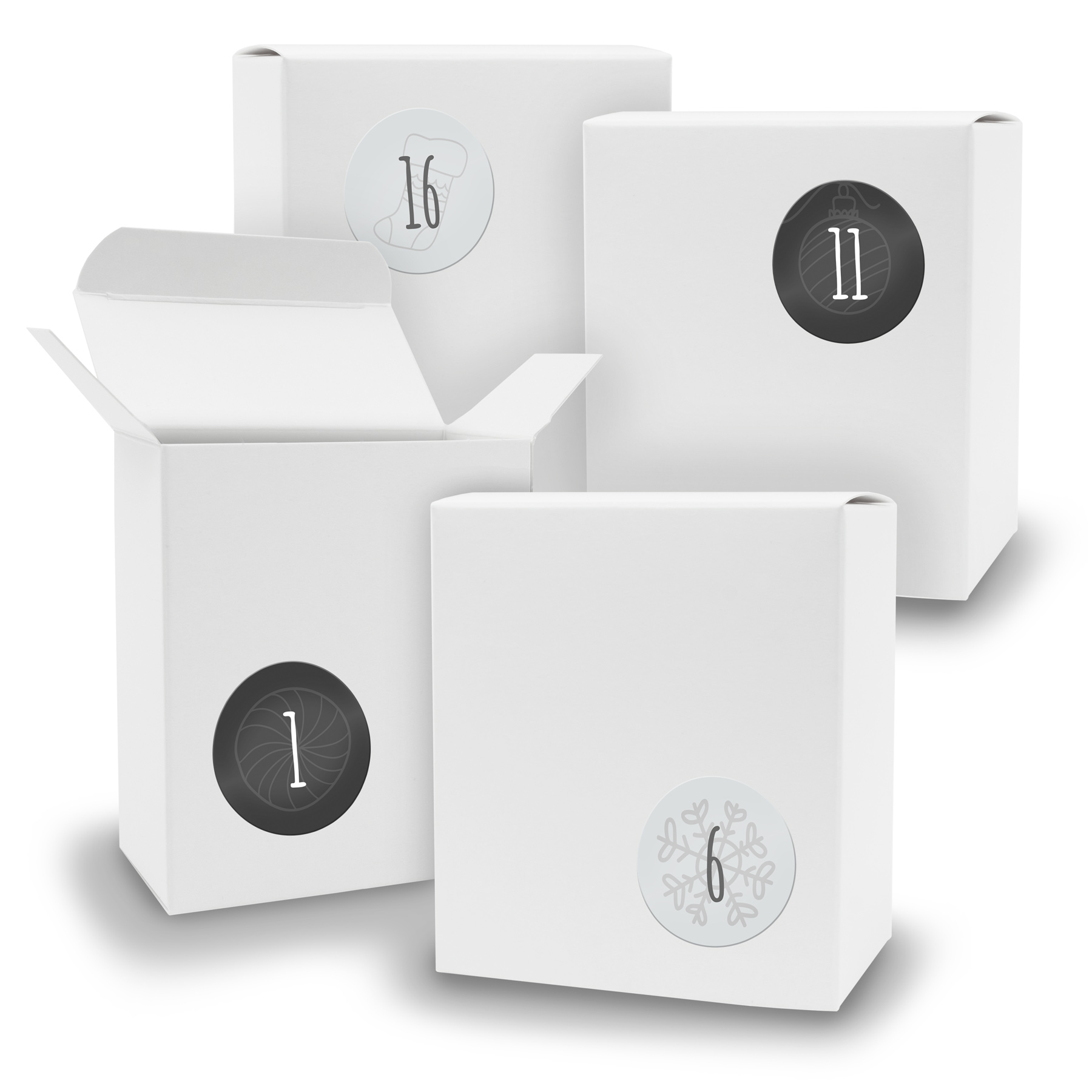 Adventskalender zum F�llen 24x Quader WEISS + Sticker V0...