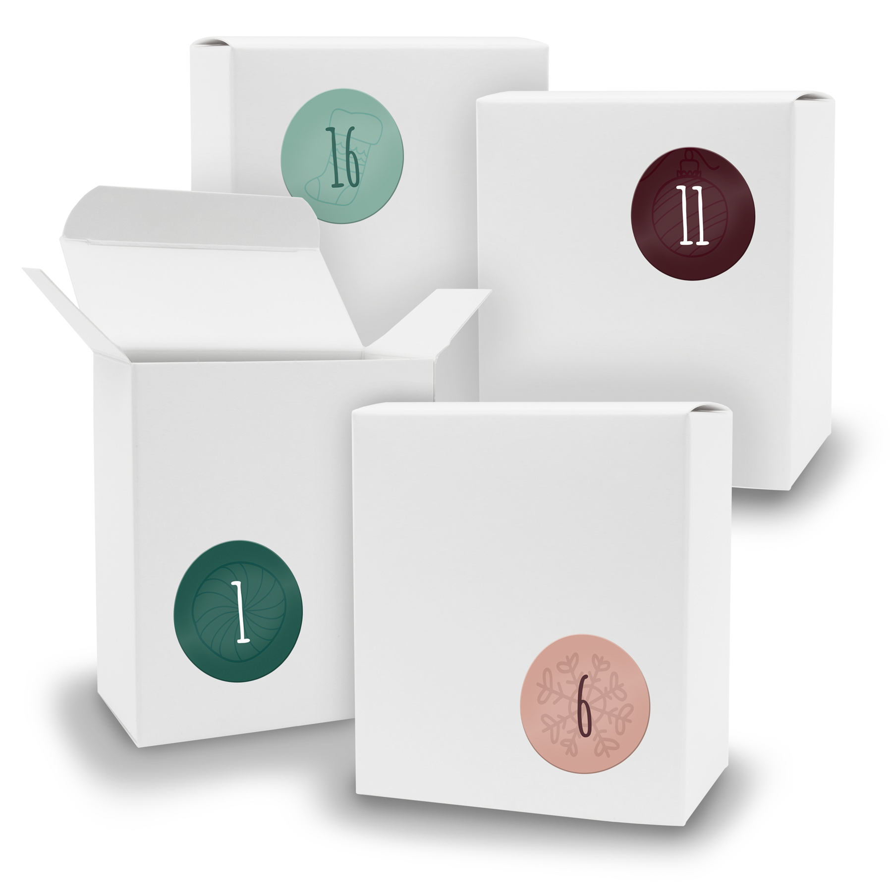 Adventskalender zum F�llen 24x Quader WEISS + Sticker V0...