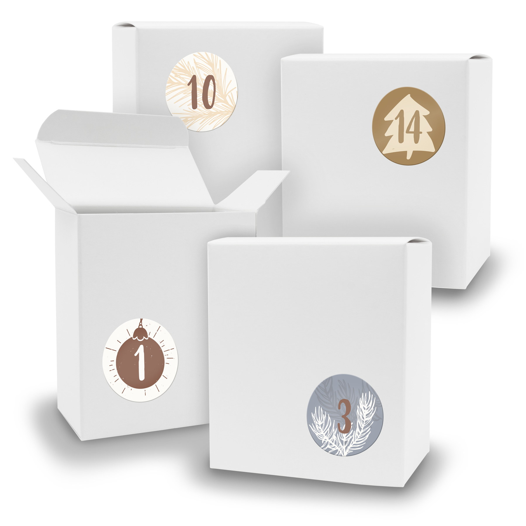 Adventskalender zum F�llen 24x Quader WEISS + Sticker V0...