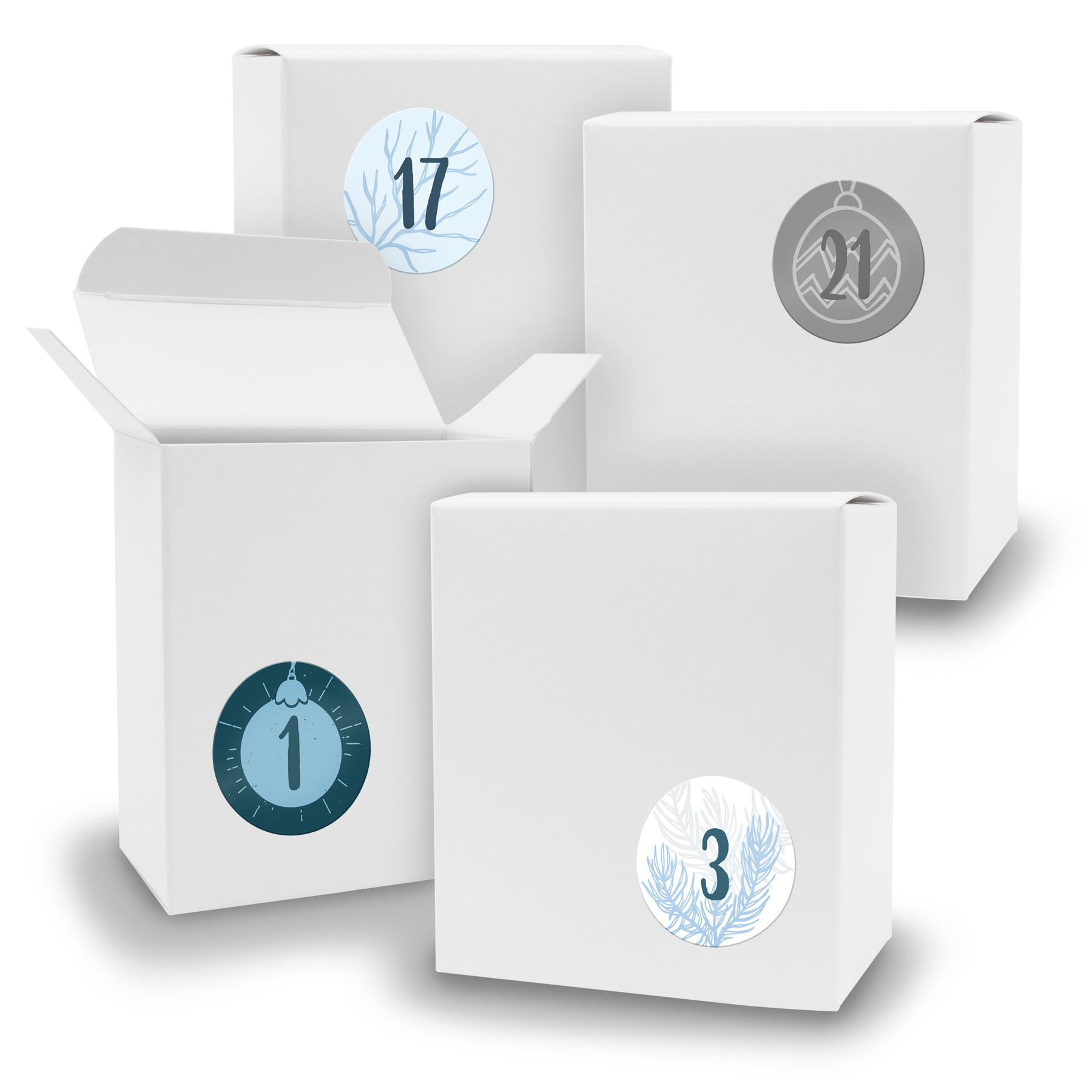 Adventskalender zum F�llen 24x Quader WEISS + Sticker V0...