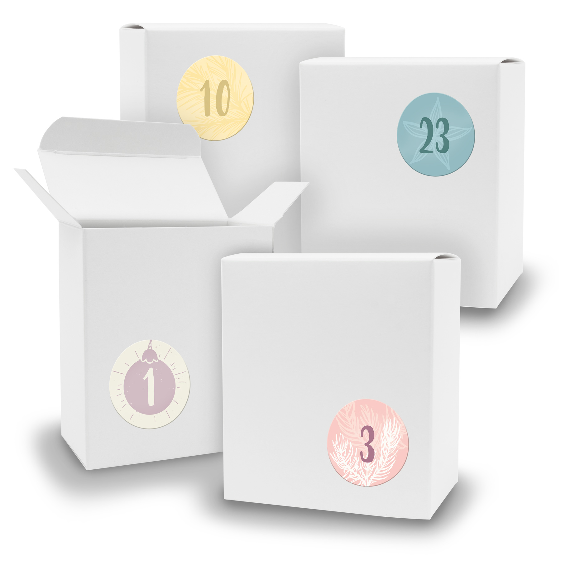 Adventskalender zum F�llen 24x Quader WEISS + Sticker V0...
