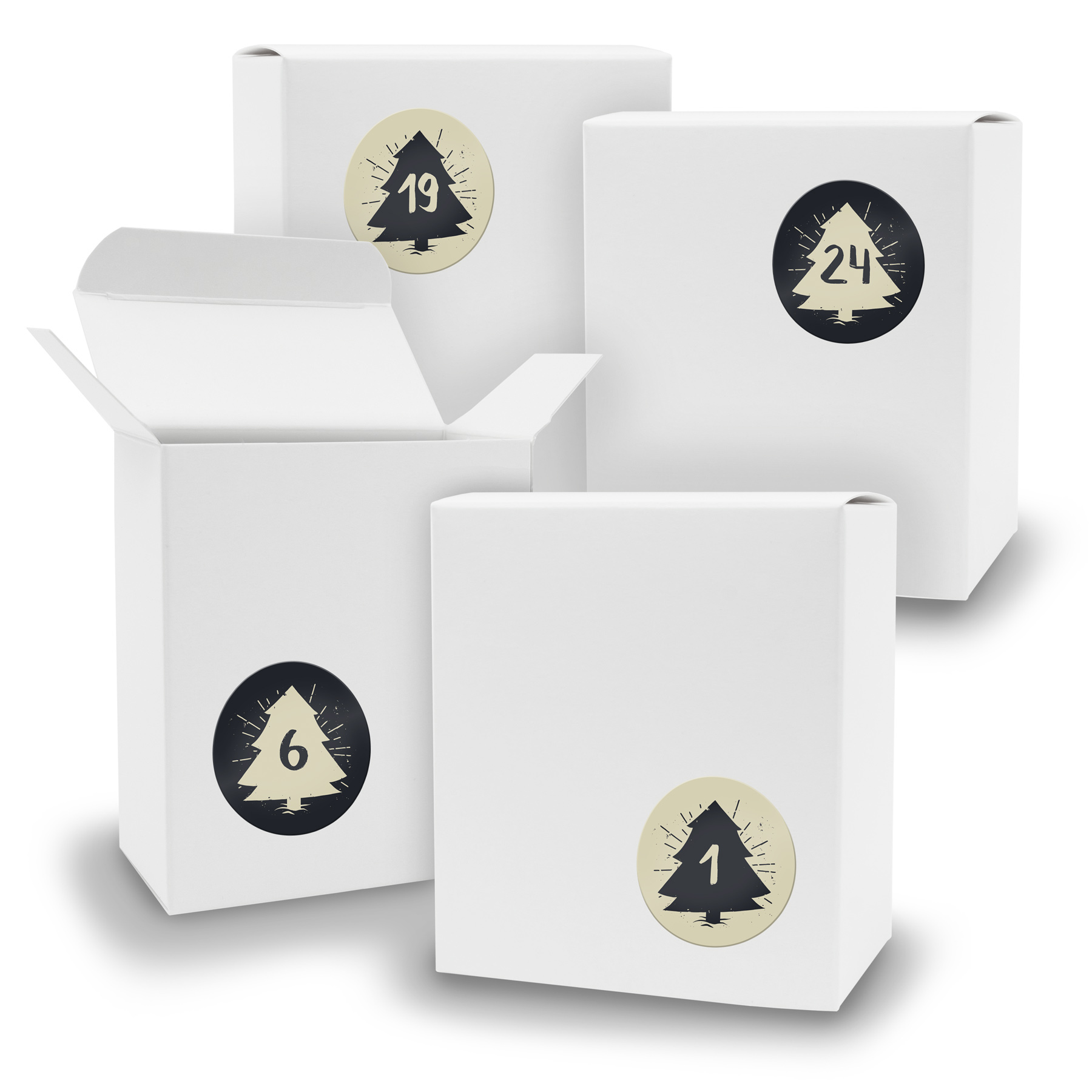 Adventskalender zum F�llen 24x Quader WEISS + Sticker V0...