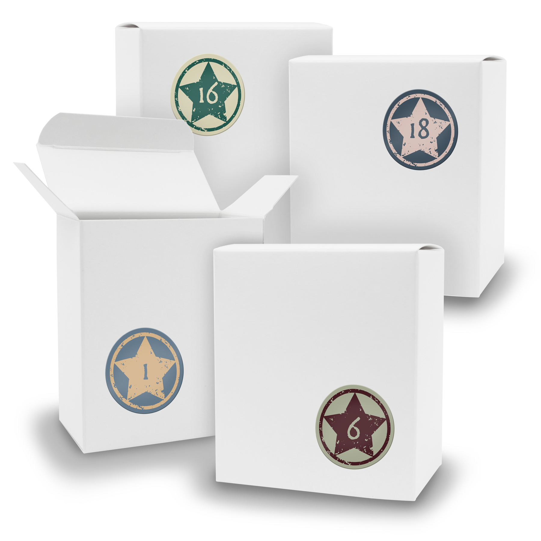 Adventskalender zum F�llen 24x Quader WEISS + Sticker V0...