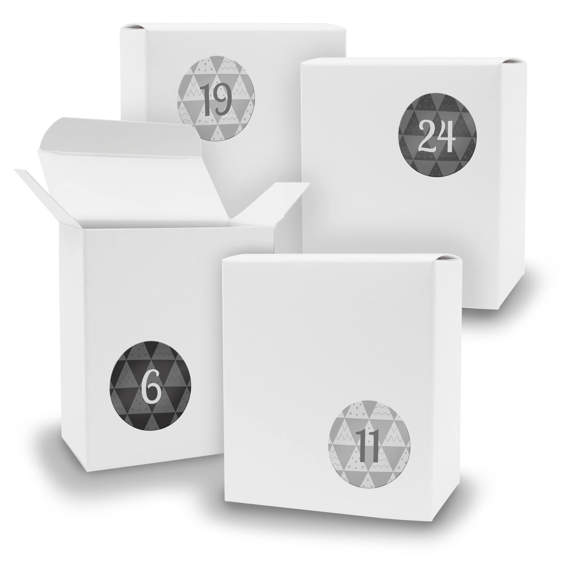 Adventskalender zum F�llen 24x Quader WEISS + Sticker V0...