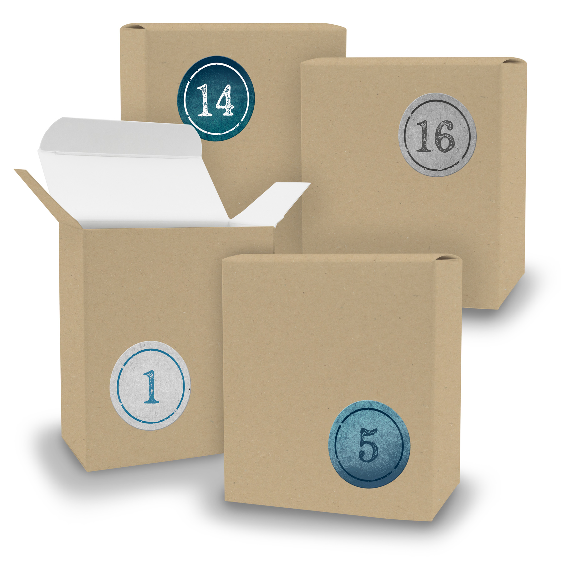 Adventskalender zum F�llen 24x Quader BRAUN + Sticker V0...