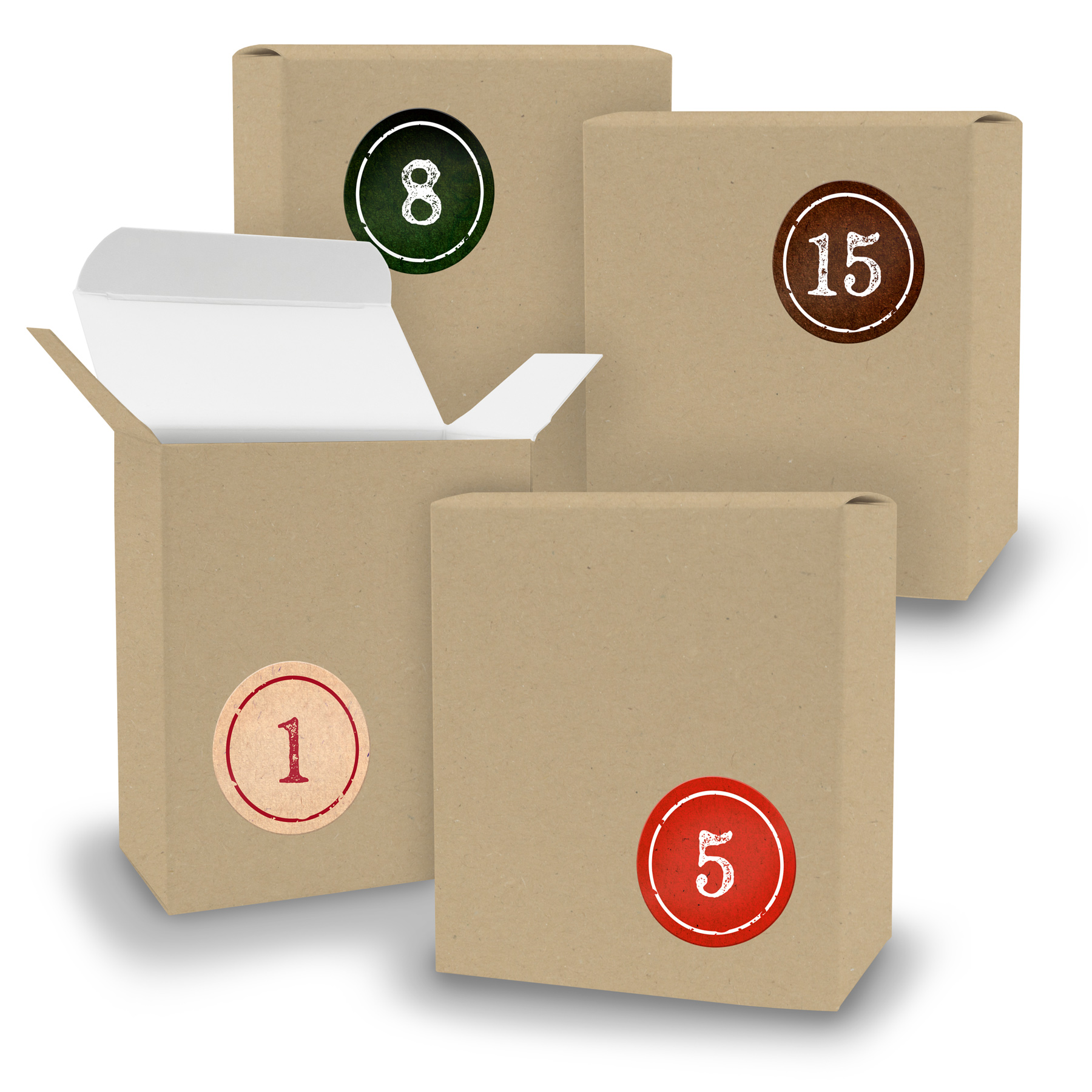 Adventskalender zum F�llen 24x Quader BRAUN + Sticker V0...