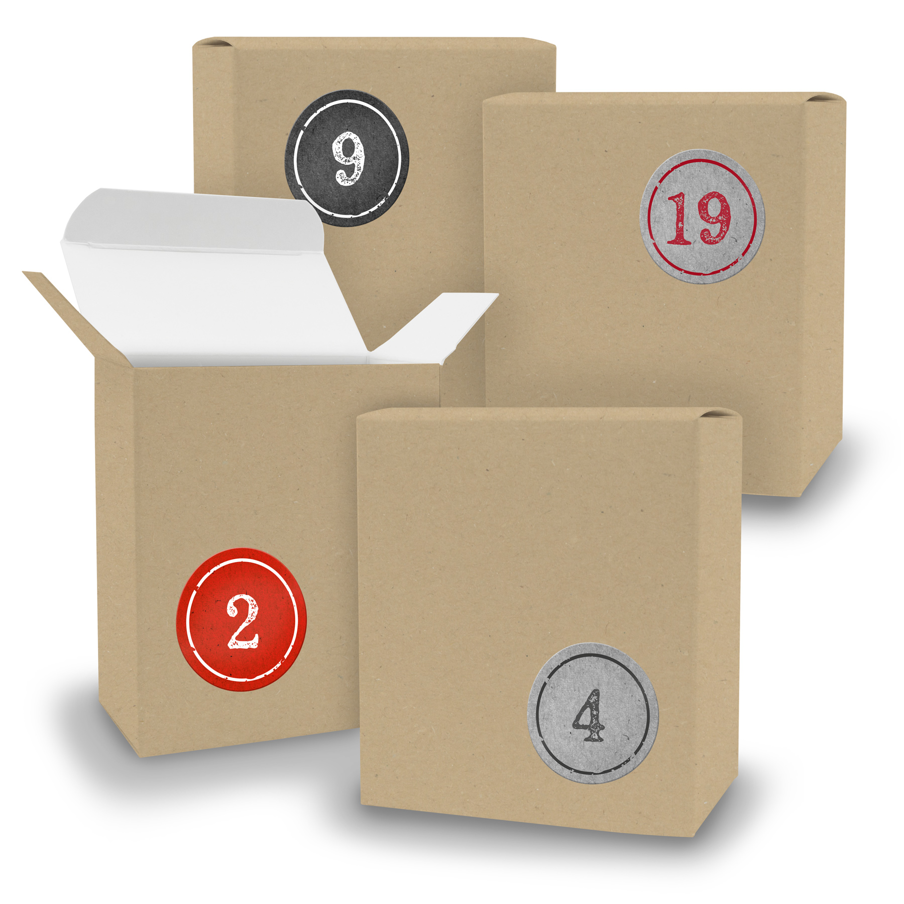 Adventskalender zum F�llen 24x Quader BRAUN + Sticker V0...