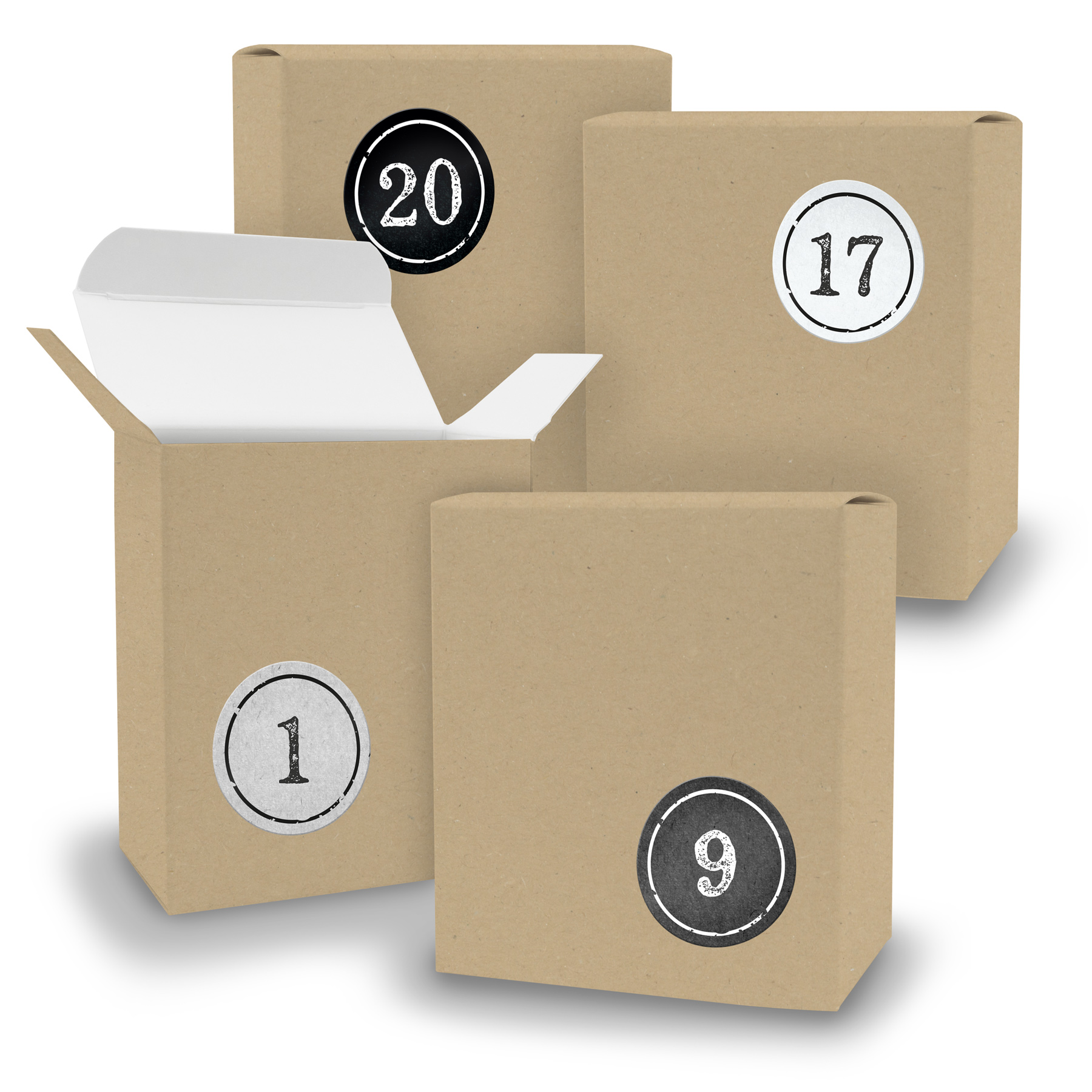 Adventskalender zum F�llen 24x Quader BRAUN + Sticker V0...