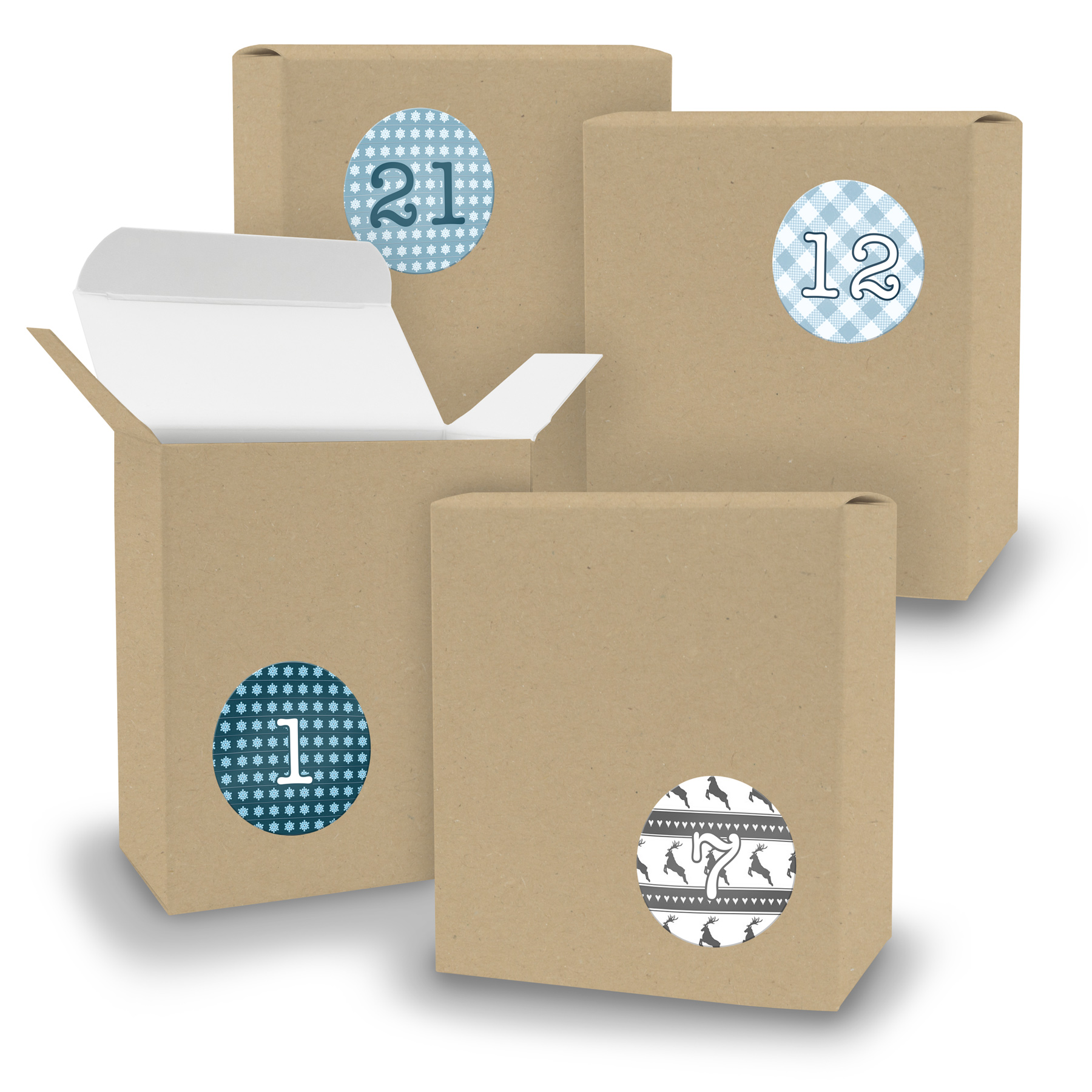 Adventskalender zum F�llen 24x Quader BRAUN + Sticker V0...
