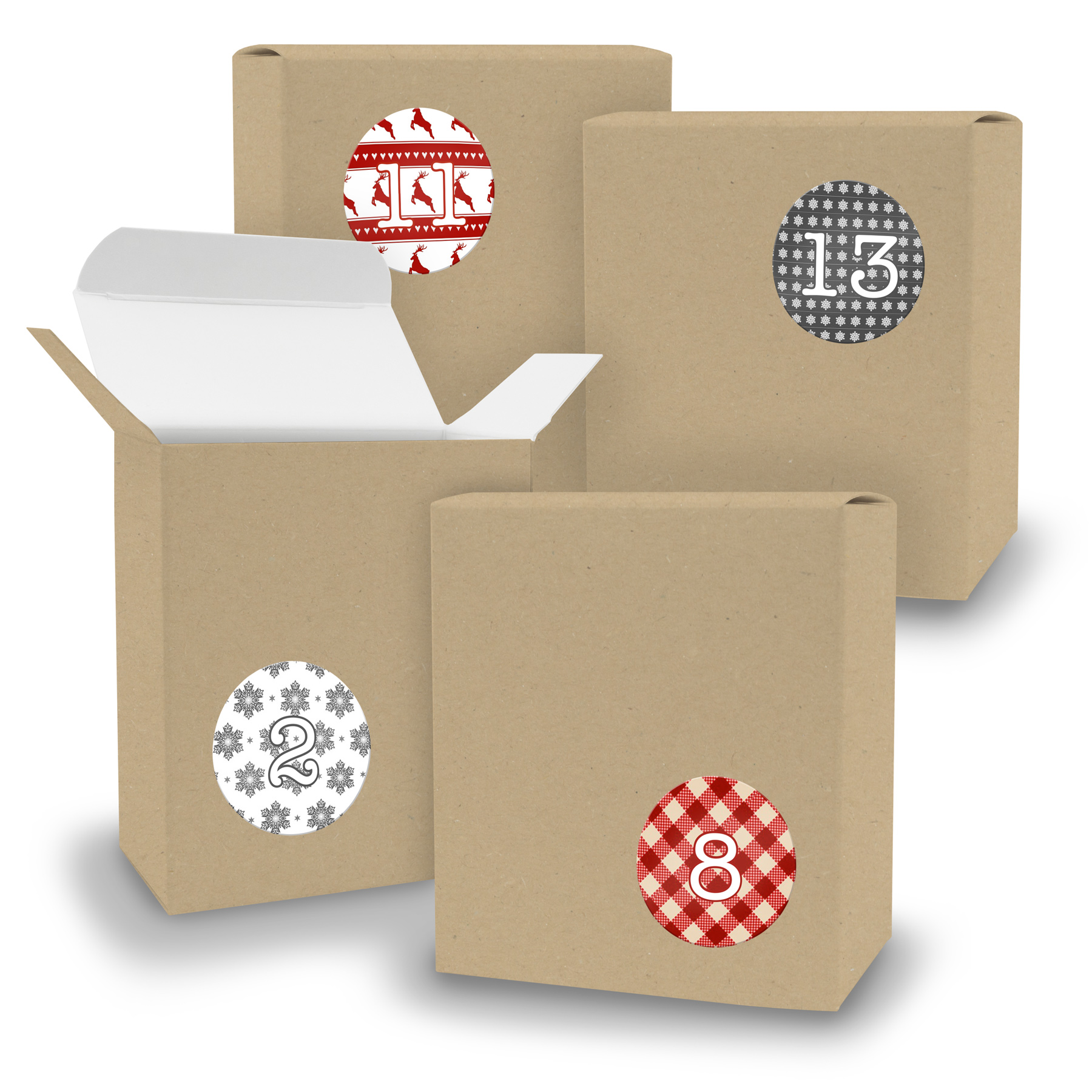 Adventskalender zum F�llen 24x Quader BRAUN + Sticker V0...