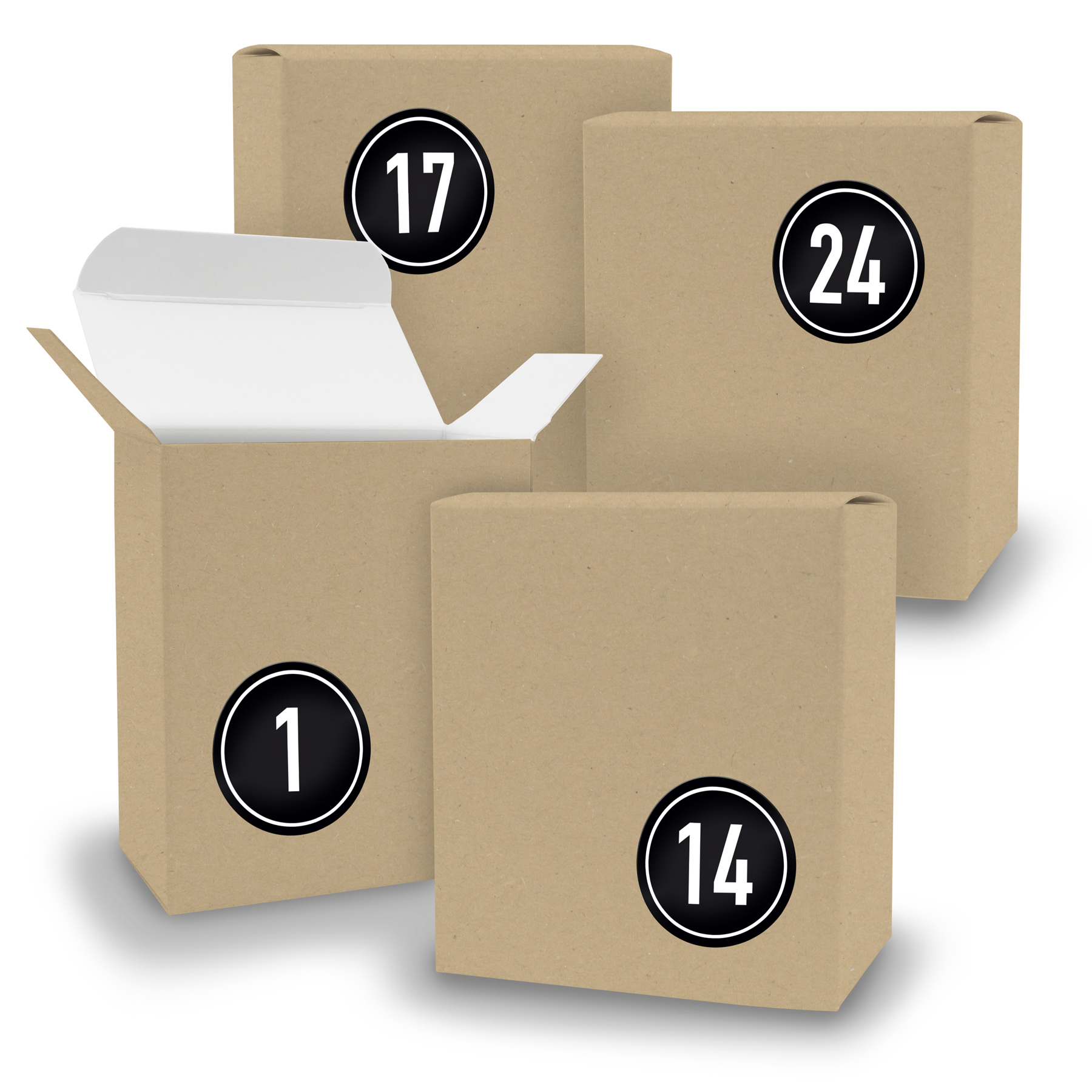 Adventskalender zum F�llen 24x Quader BRAUN + Sticker V0...