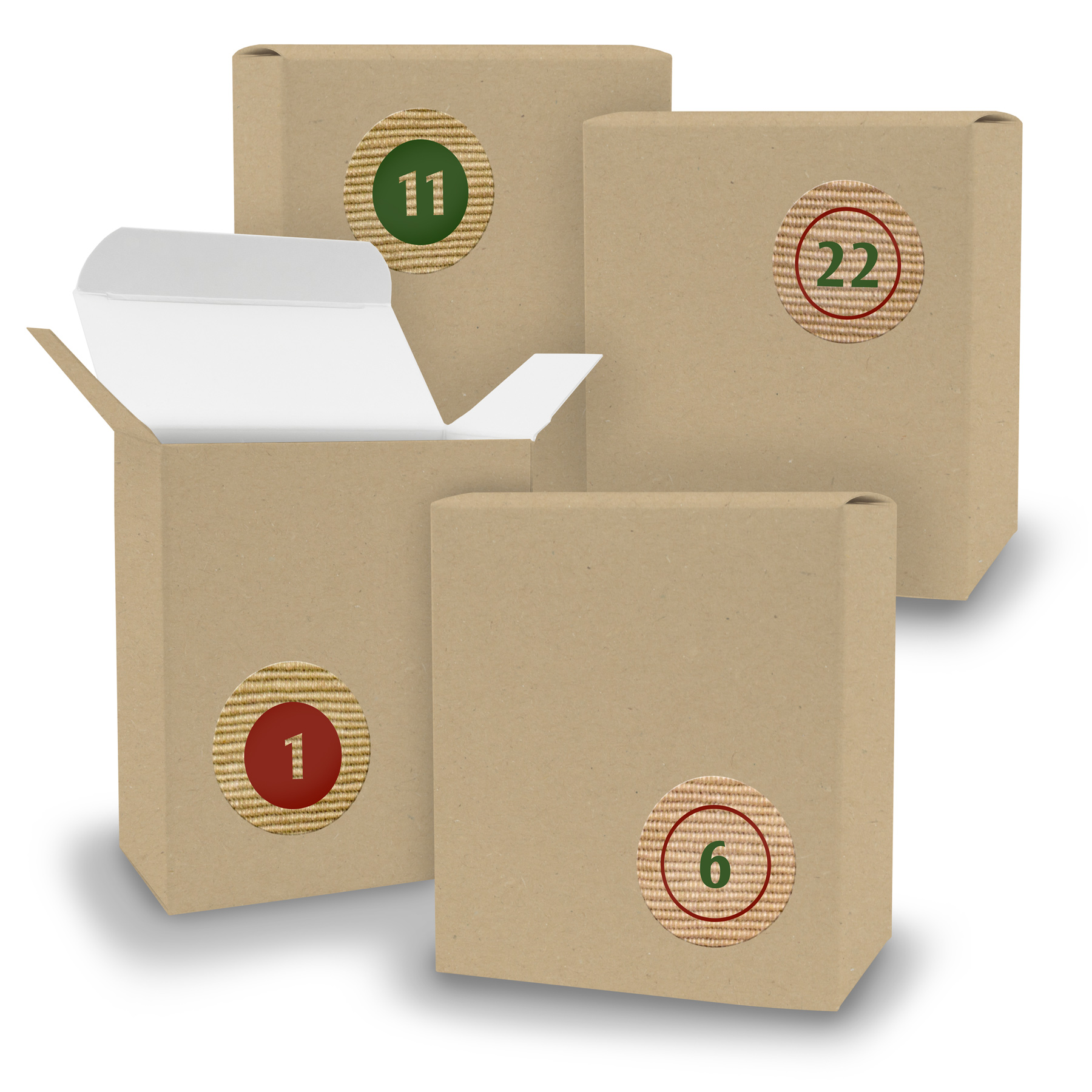 Adventskalender zum F�llen 24x Quader BRAUN + Sticker V0...