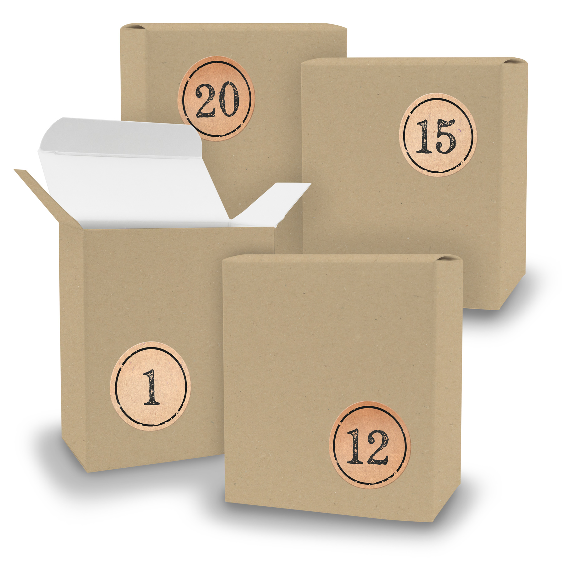 Adventskalender zum F�llen 24x Quader BRAUN + Sticker V0...
