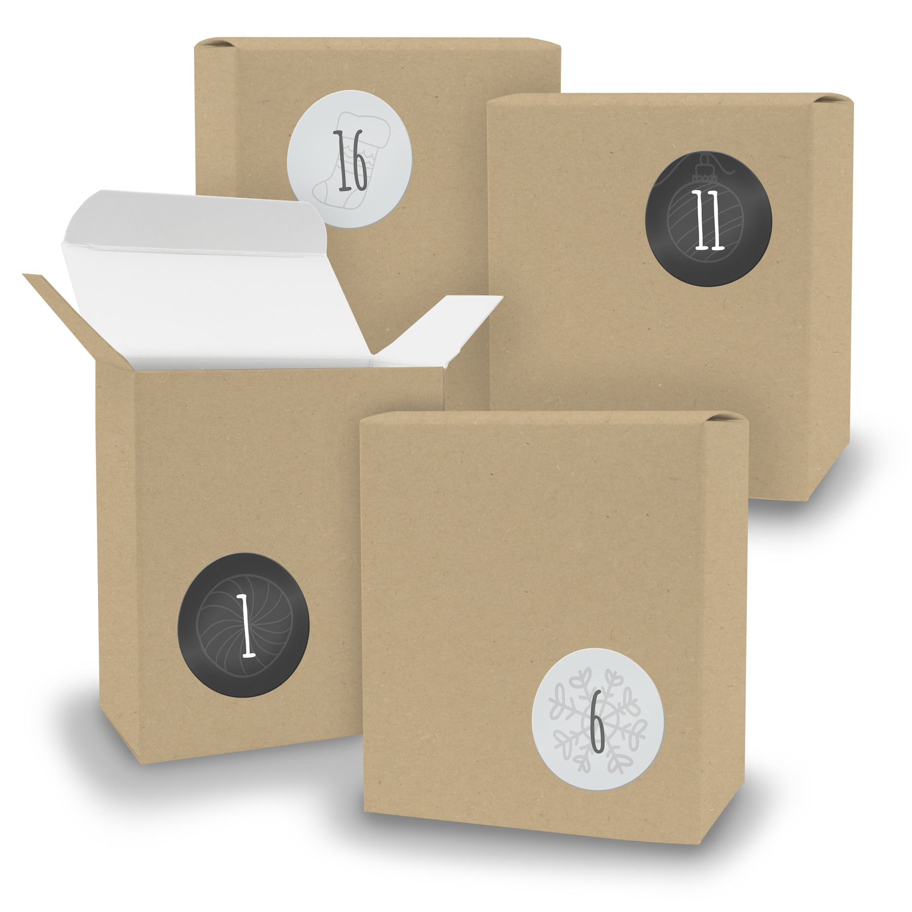 Adventskalender zum F�llen 24x Quader BRAUN + Sticker V0...