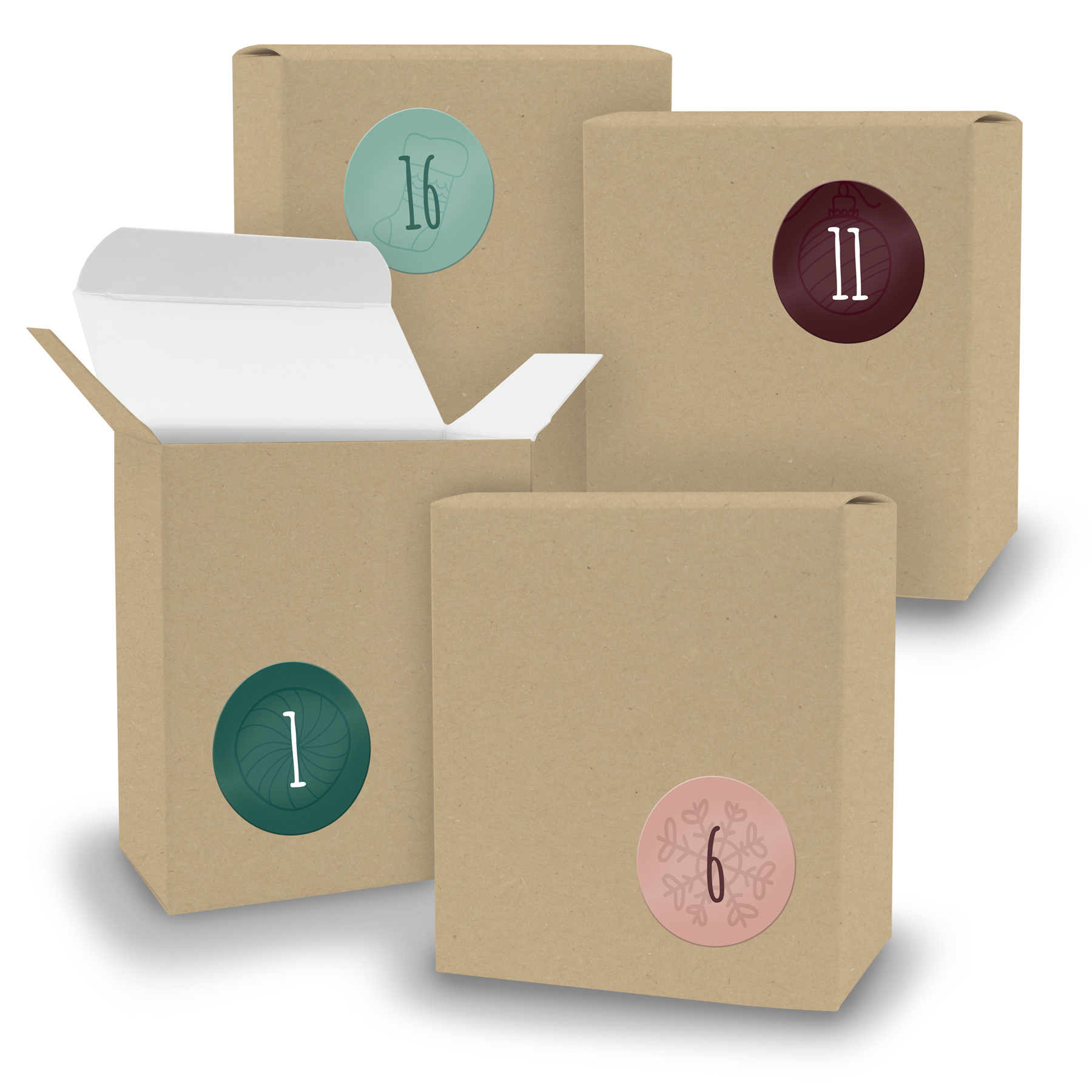Adventskalender zum F�llen 24x Quader BRAUN + Sticker V0...