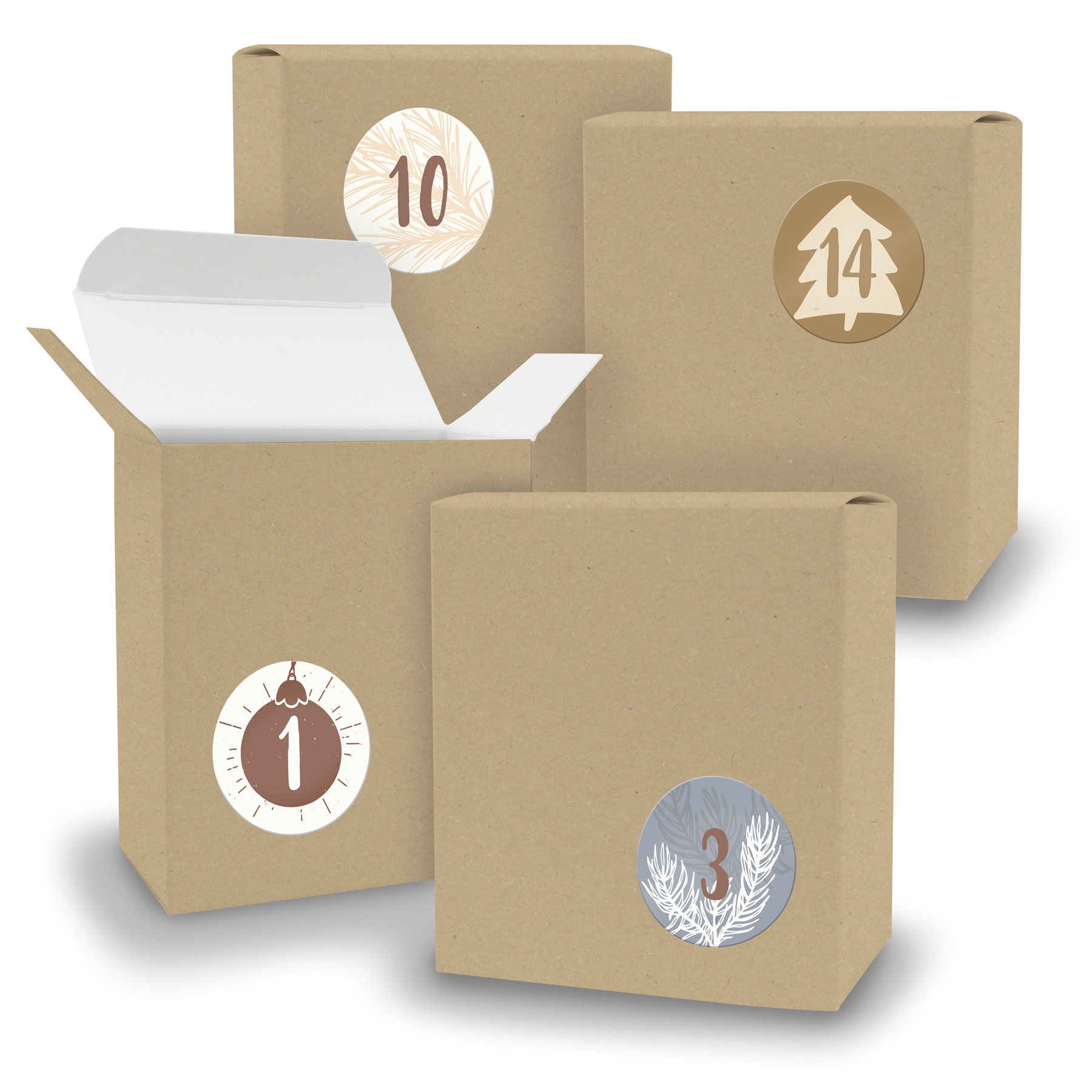 Adventskalender zum F�llen 24x Quader BRAUN + Sticker V0...