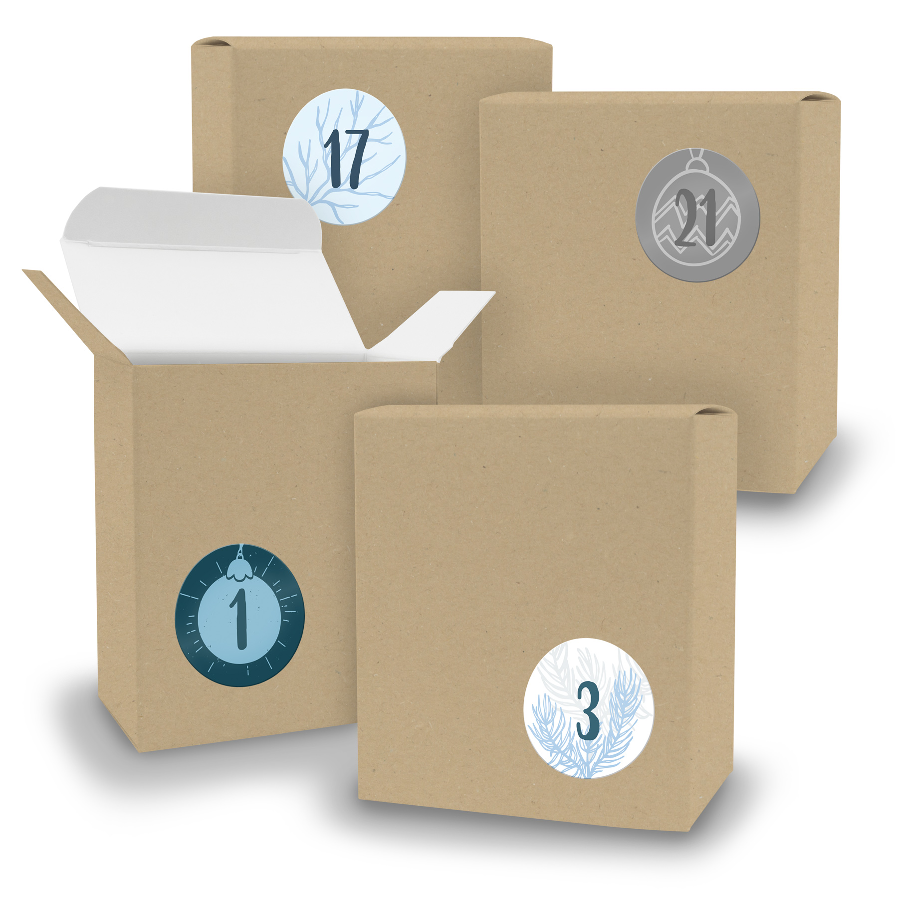 Adventskalender zum F�llen 24x Quader BRAUN + Sticker V0...