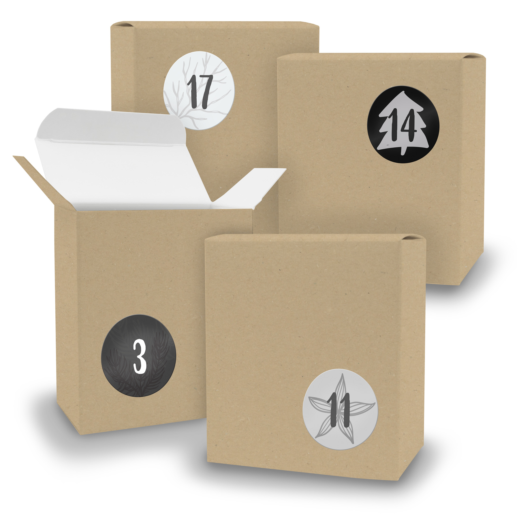 Adventskalender zum F�llen 24x Quader BRAUN + Sticker V0...