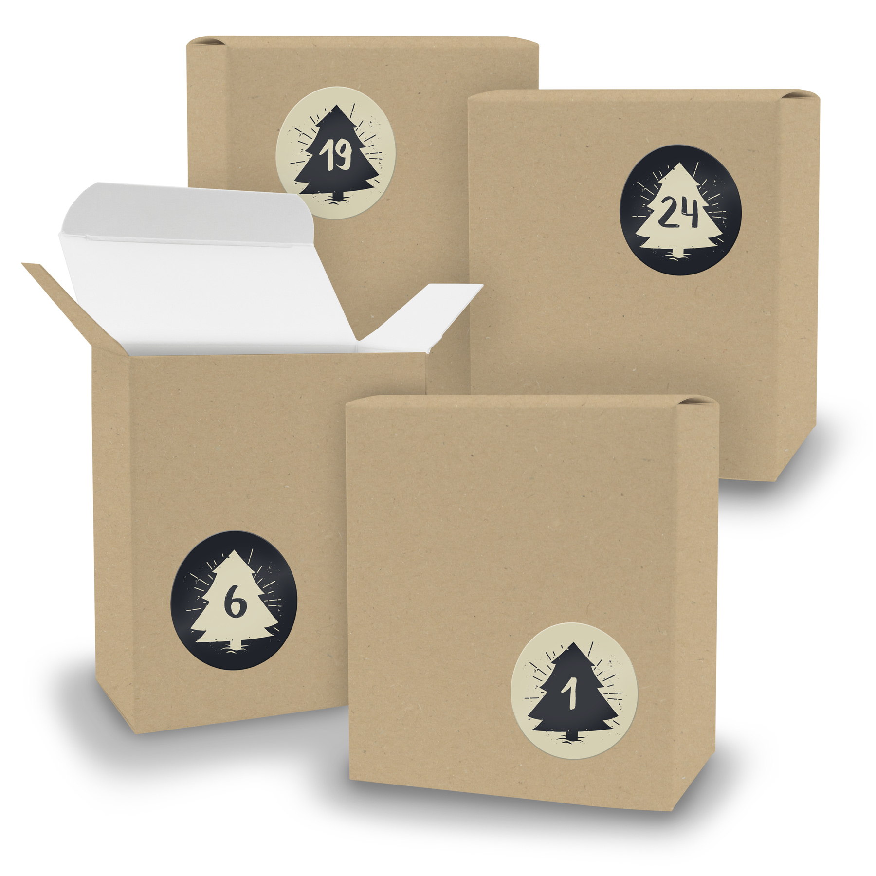 Adventskalender zum F�llen 24x Quader BRAUN + Sticker V0...