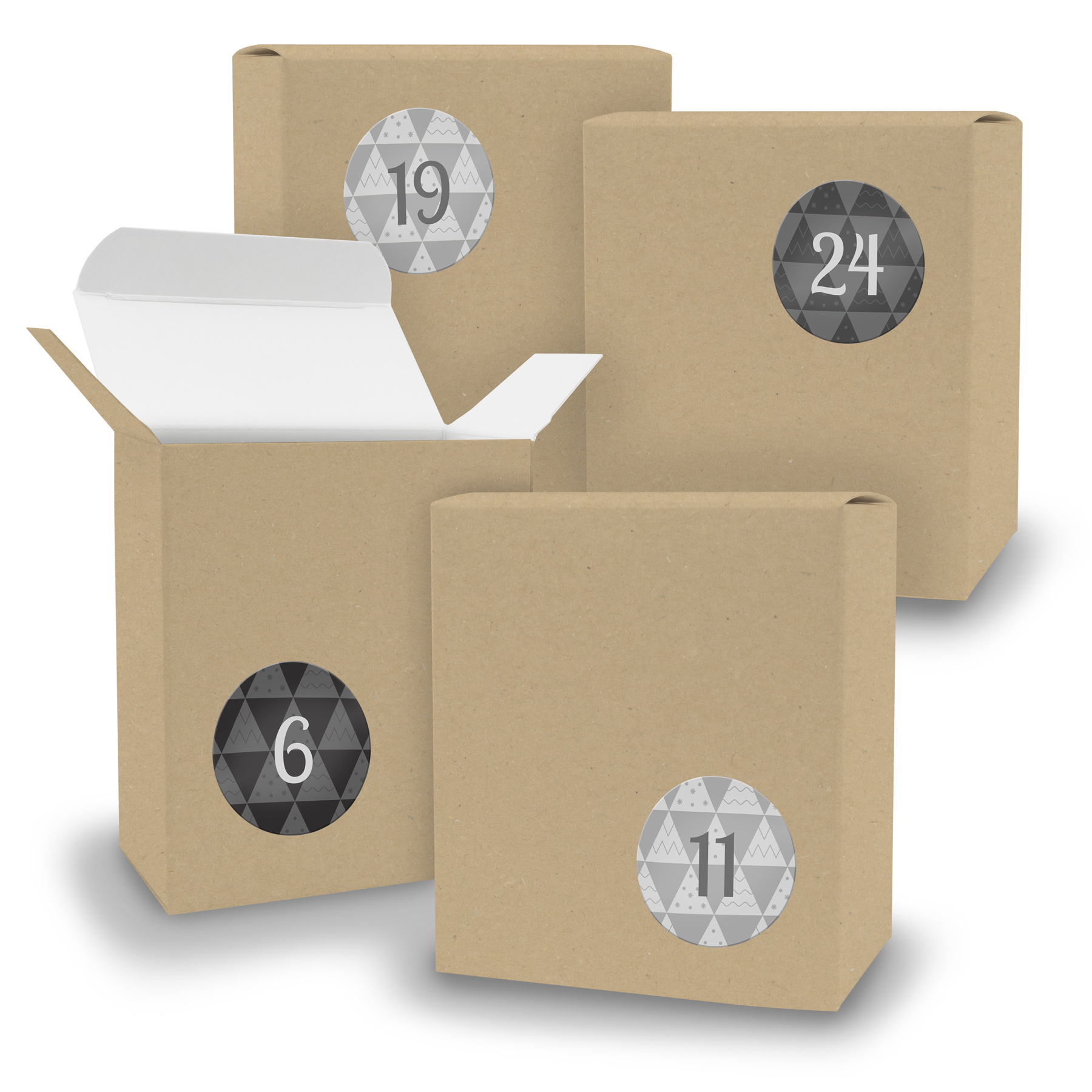 Adventskalender zum F�llen 24x Quader BRAUN + Sticker V0...