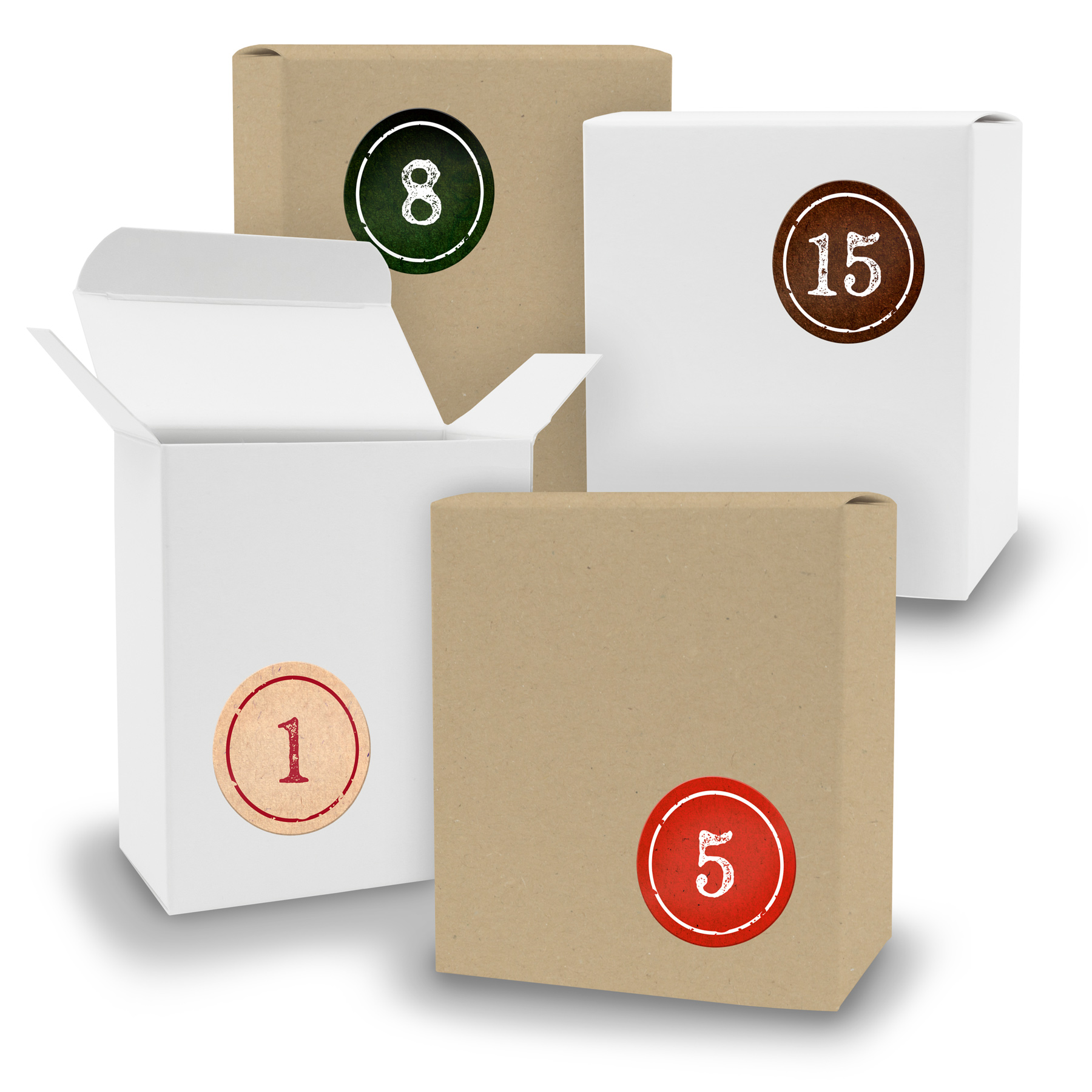 Adventskalender zum F�llen 24x Quader gemischt WEISS BRA...