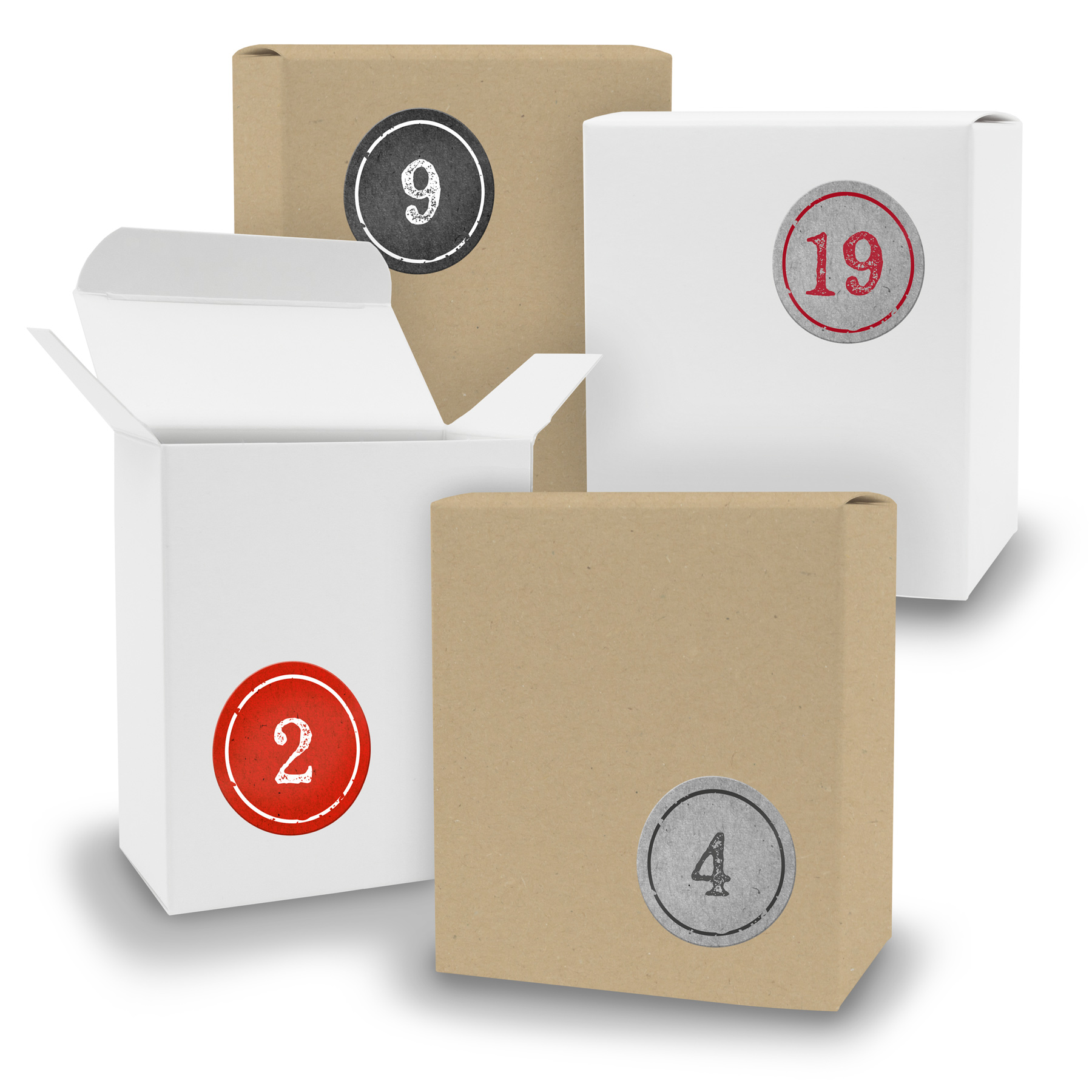 Adventskalender zum F�llen 24x Quader gemischt WEISS BRA...