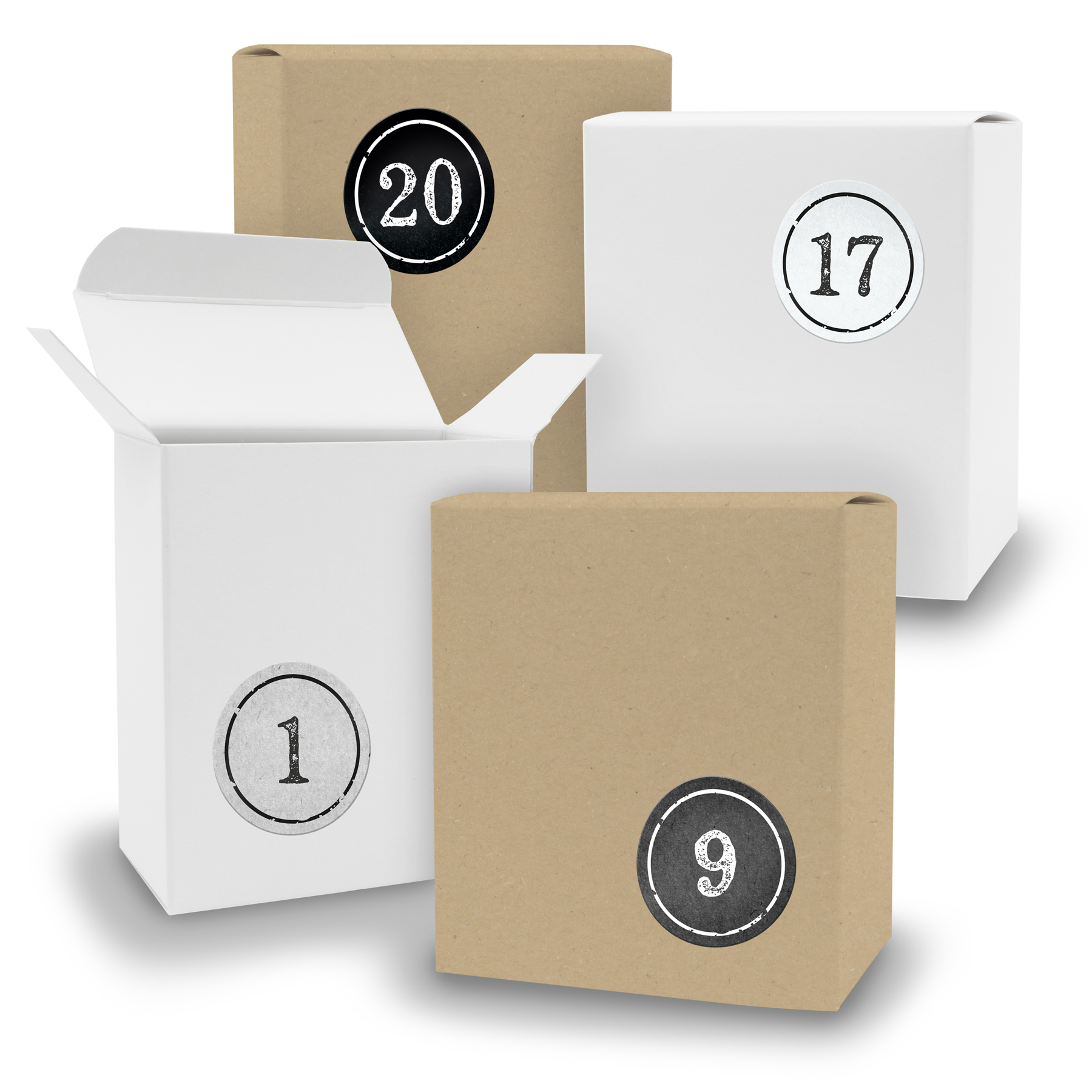 Adventskalender zum F�llen 24x Quader gemischt WEISS BRA...
