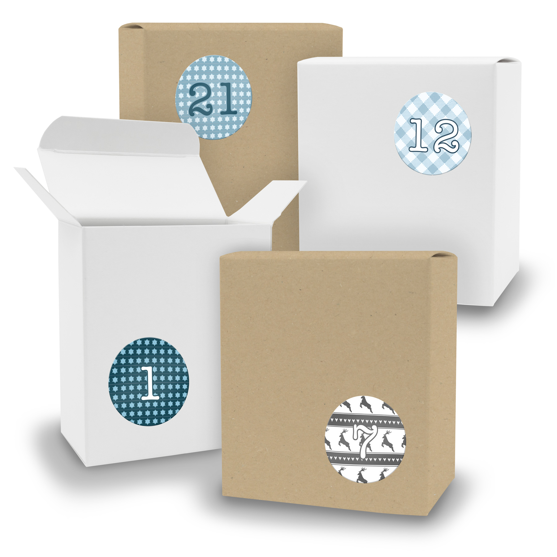 Adventskalender zum F�llen 24x Quader gemischt WEISS BRA...