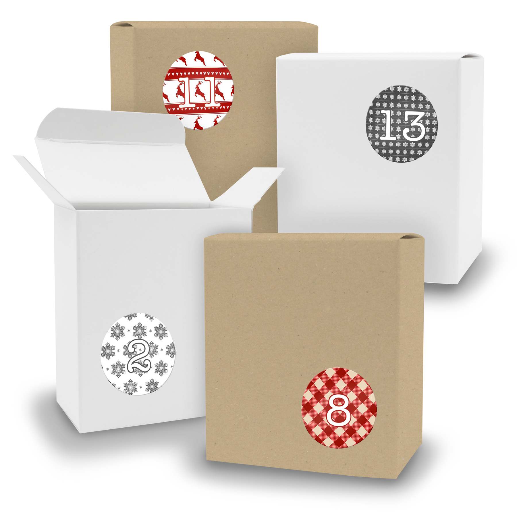 Adventskalender zum F�llen 24x Quader gemischt WEISS BRA...