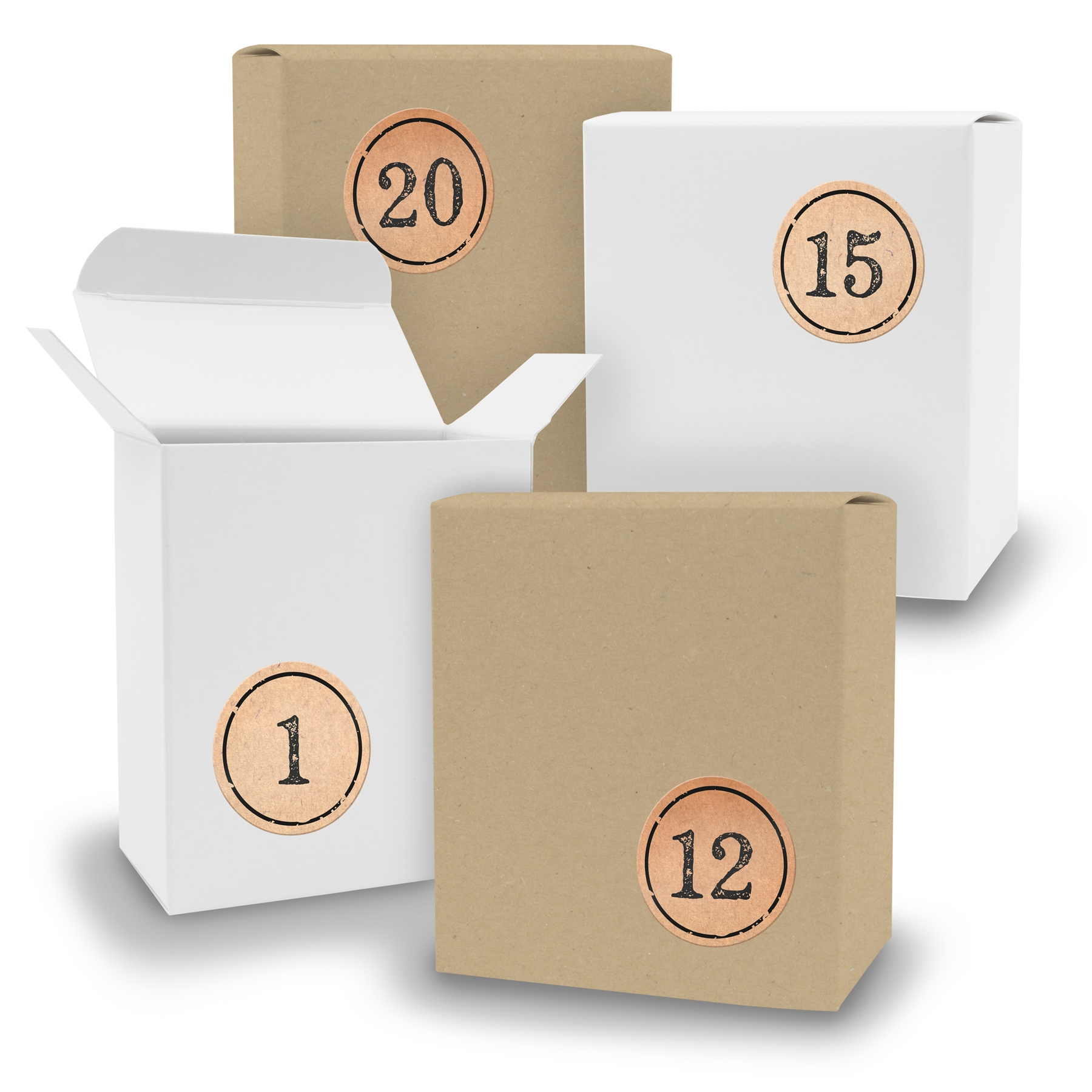 Adventskalender zum F�llen 24x Quader gemischt WEISS BRA...