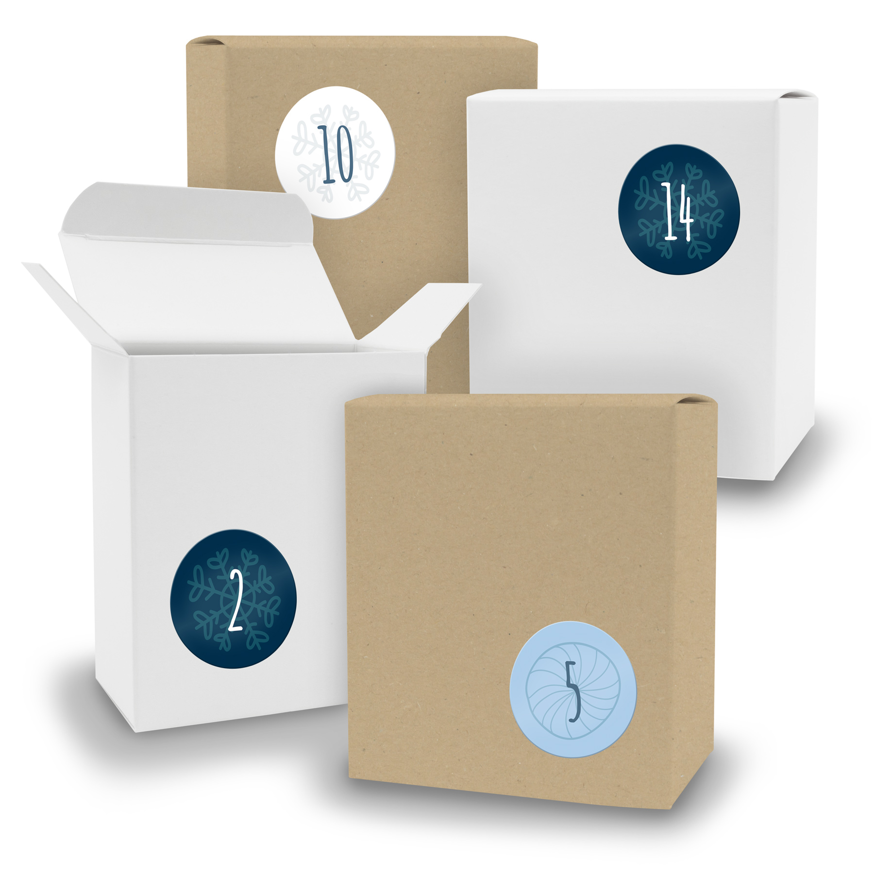 Adventskalender zum F�llen 24x Quader gemischt WEISS BRA...