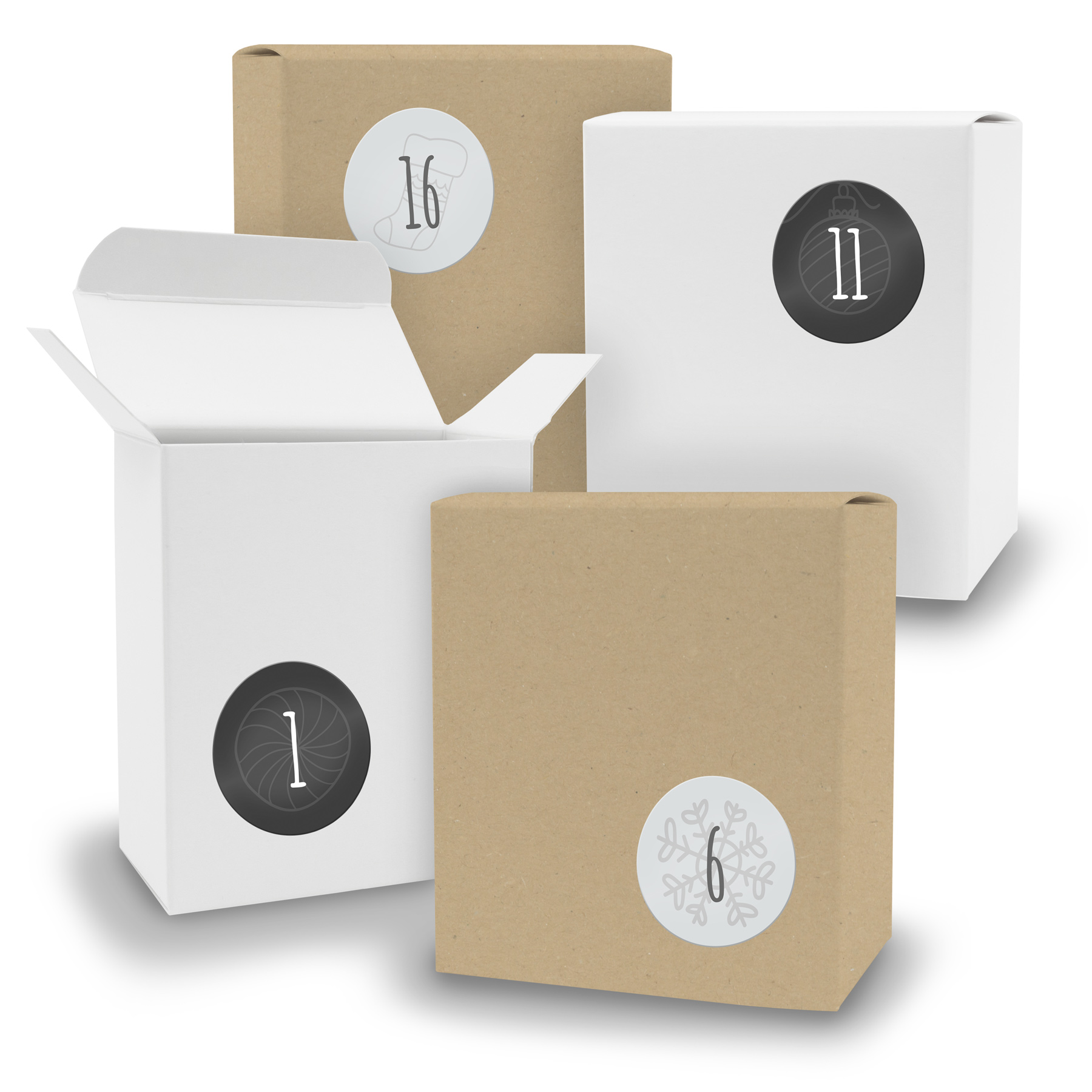 Adventskalender zum F�llen 24x Quader gemischt WEISS BRA...