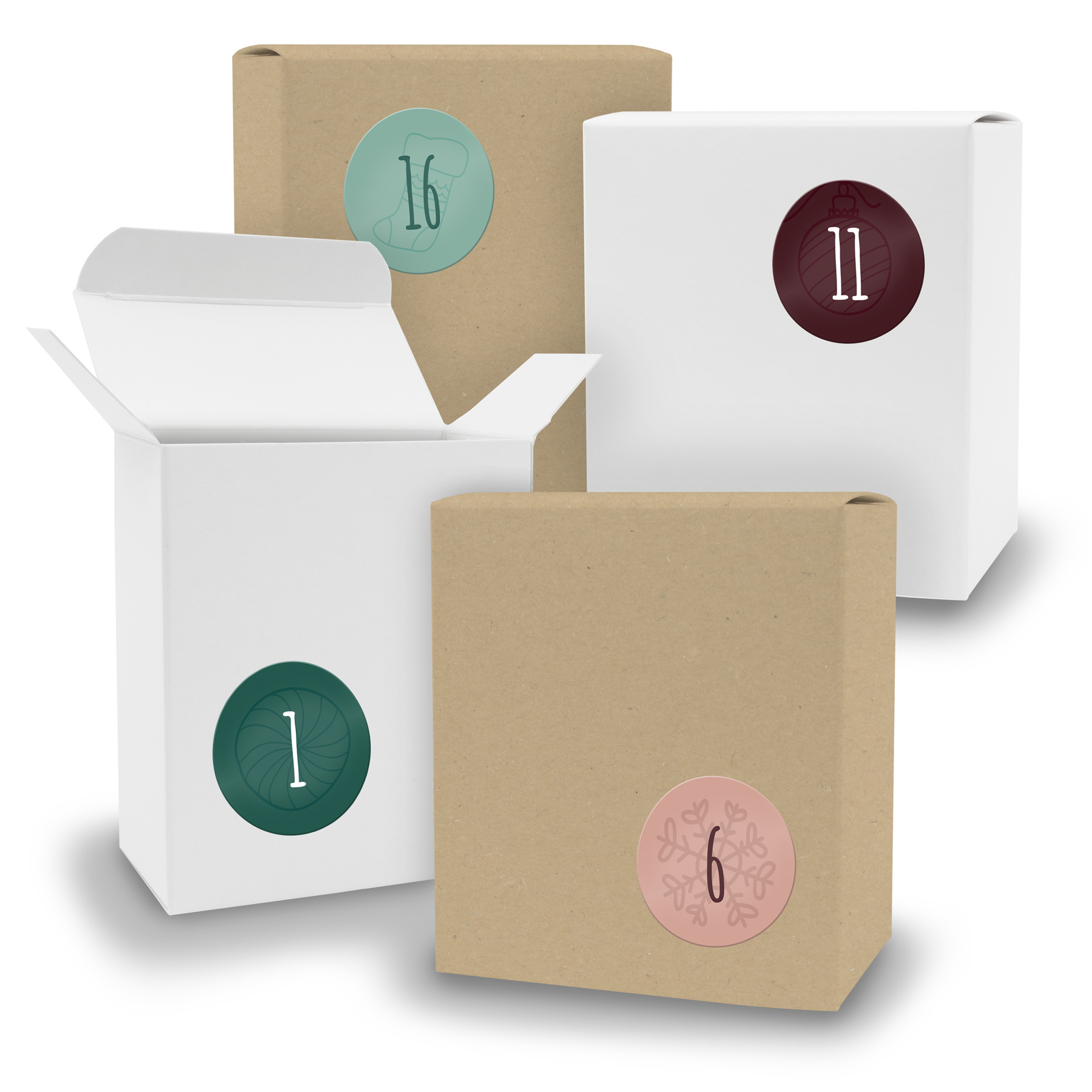 Adventskalender zum F�llen 24x Quader gemischt WEISS BRA...