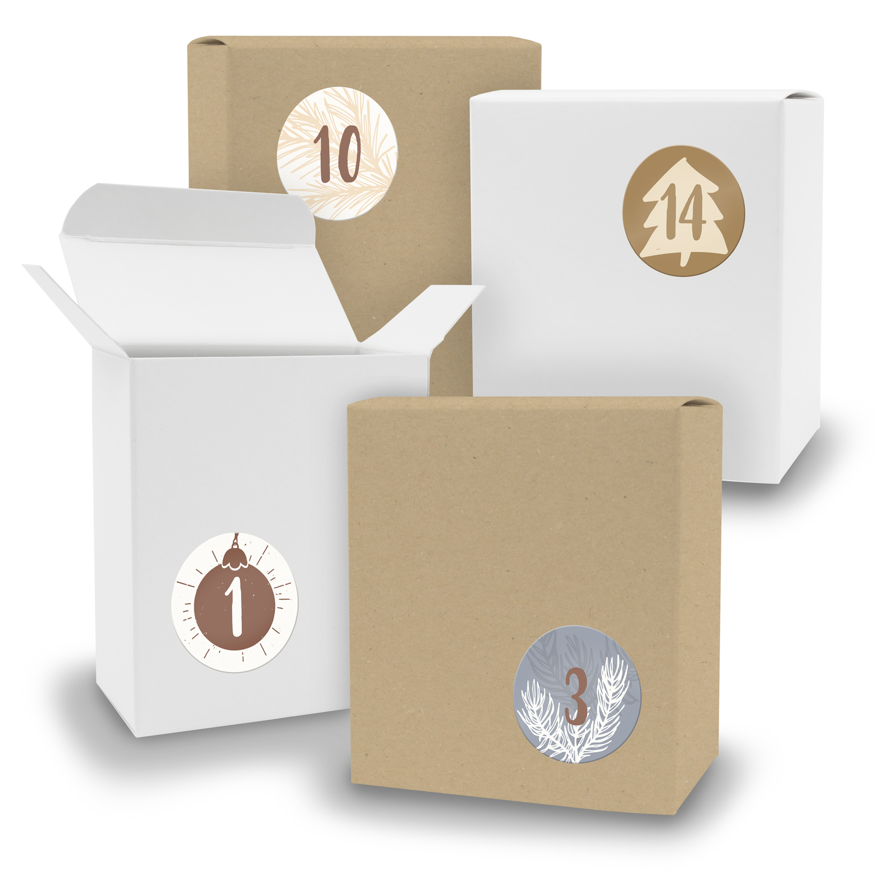 Adventskalender zum F�llen 24x Quader gemischt WEISS BRA...