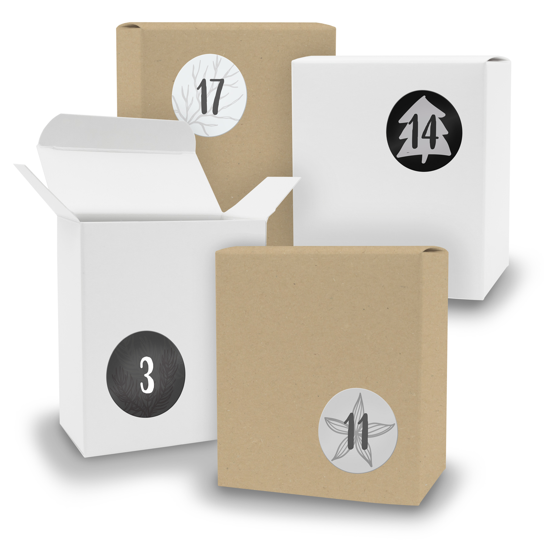 Adventskalender zum F�llen 24x Quader gemischt WEISS BRA...