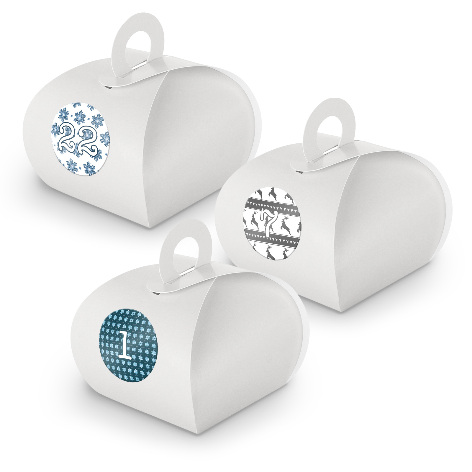 Adventskalender zum F�llen 24x Box mit Griff WEISS + Sti...