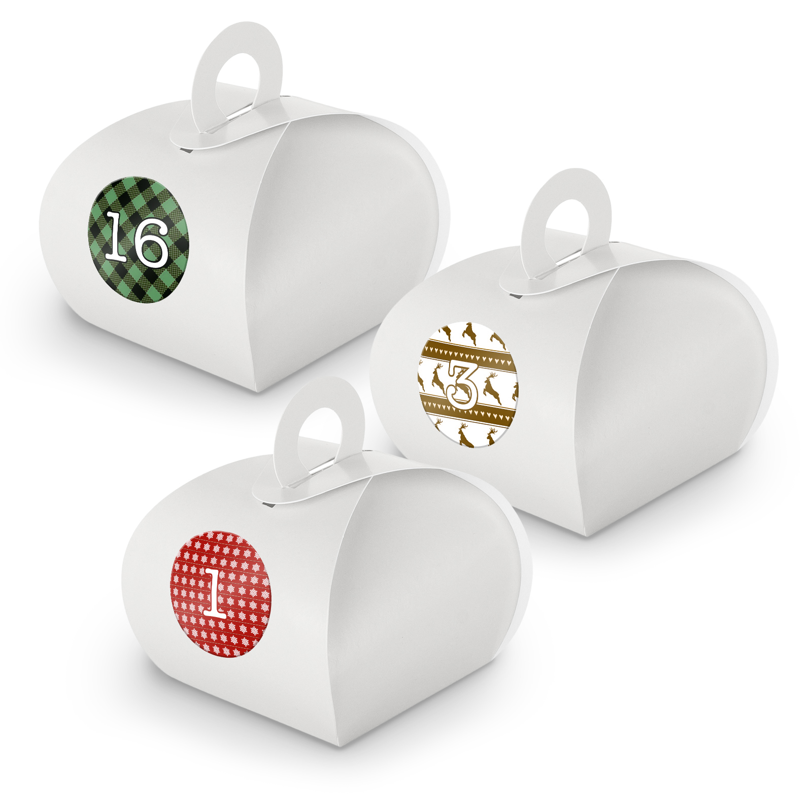 Adventskalender zum F�llen 24x Box mit Griff WEISS + Sti...