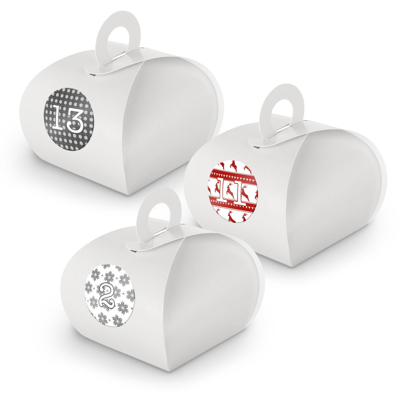 Adventskalender zum F�llen 24x Box mit Griff WEISS + Sti...