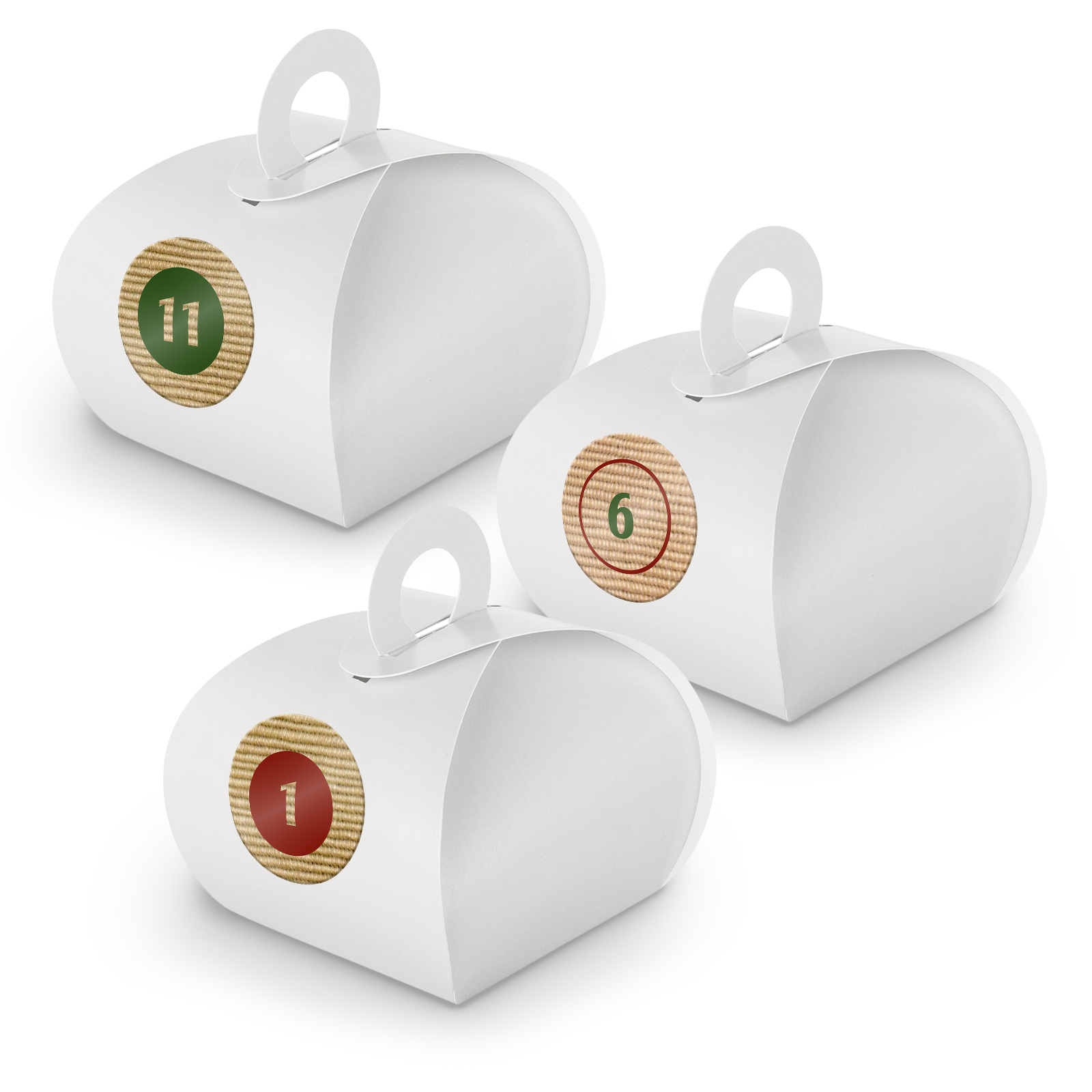 Adventskalender zum F�llen 24x Box mit Griff WEISS + Sti...