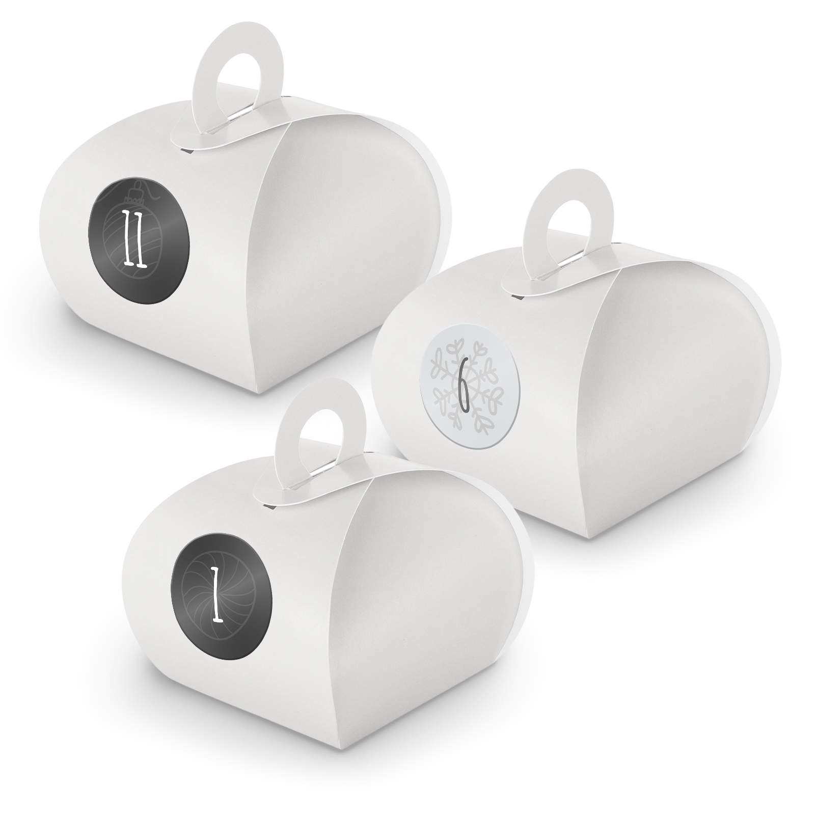 Adventskalender zum F�llen 24x Box mit Griff WEISS + Sti...