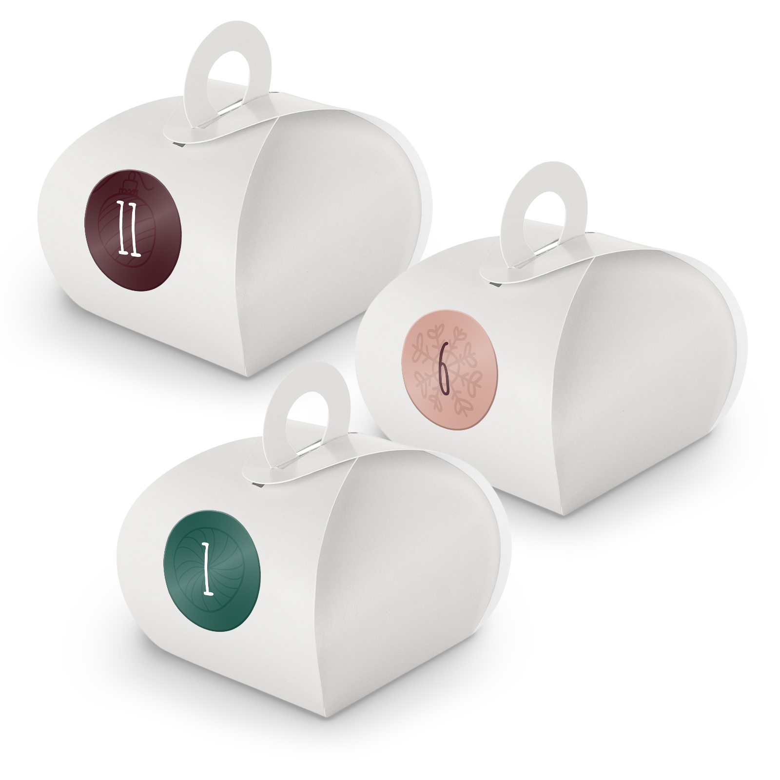 Adventskalender zum F�llen 24x Box mit Griff WEISS + Sti...