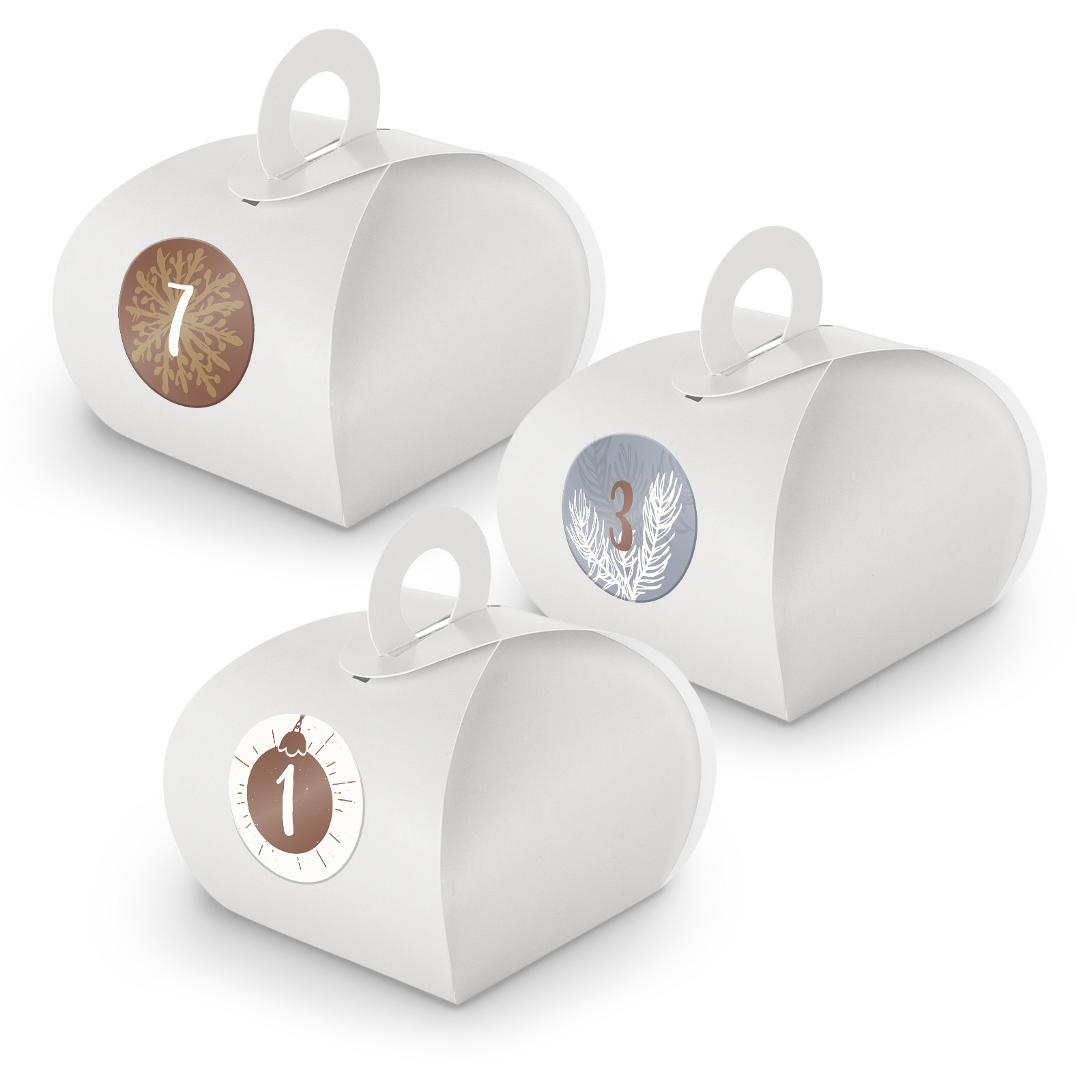 Adventskalender zum F�llen 24x Box mit Griff WEISS + Sti...