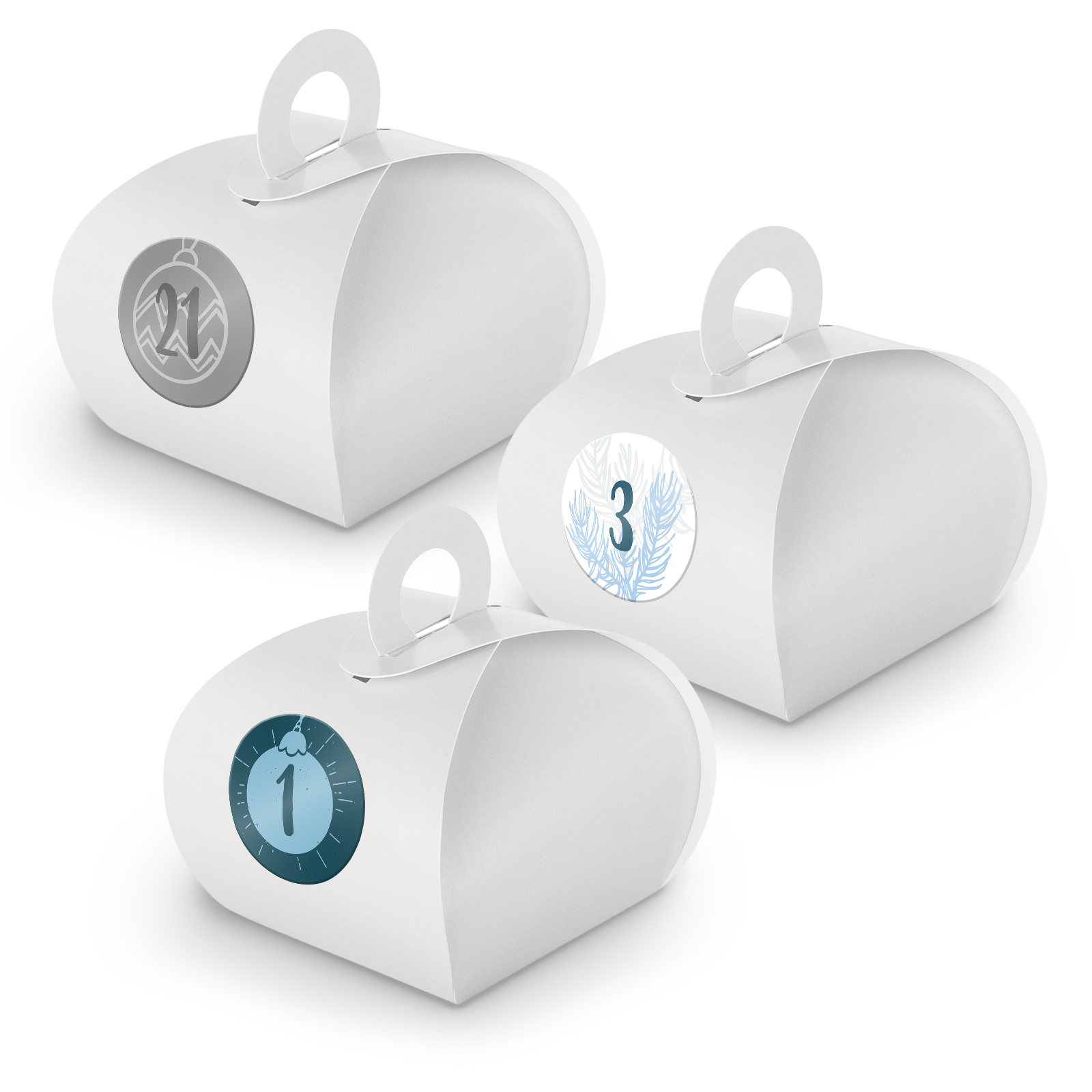 Adventskalender zum F�llen 24x Box mit Griff WEISS + Sti...