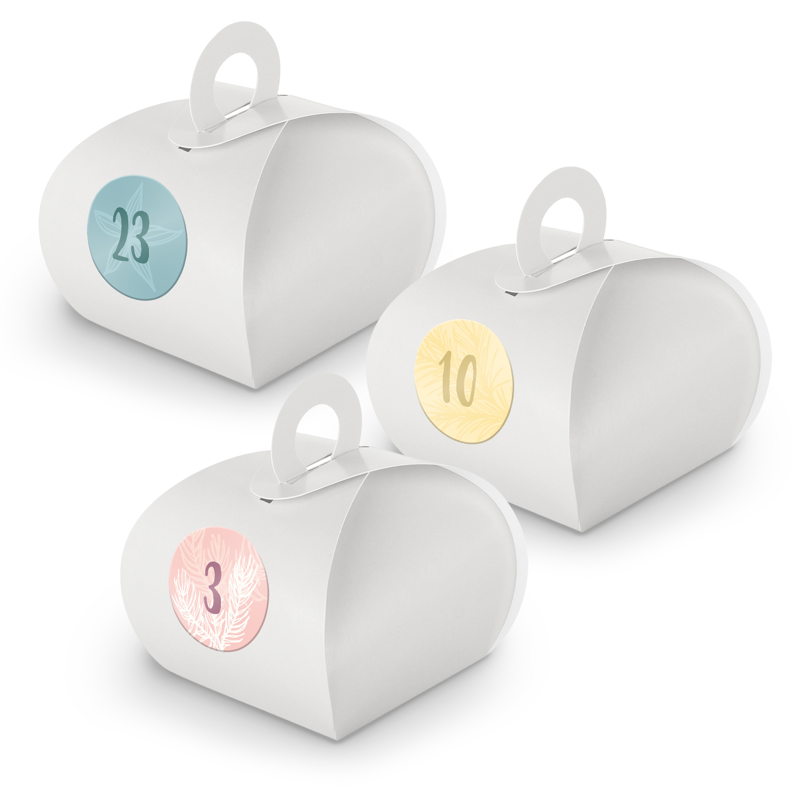 Adventskalender zum F�llen 24x Box mit Griff WEISS + Sti...