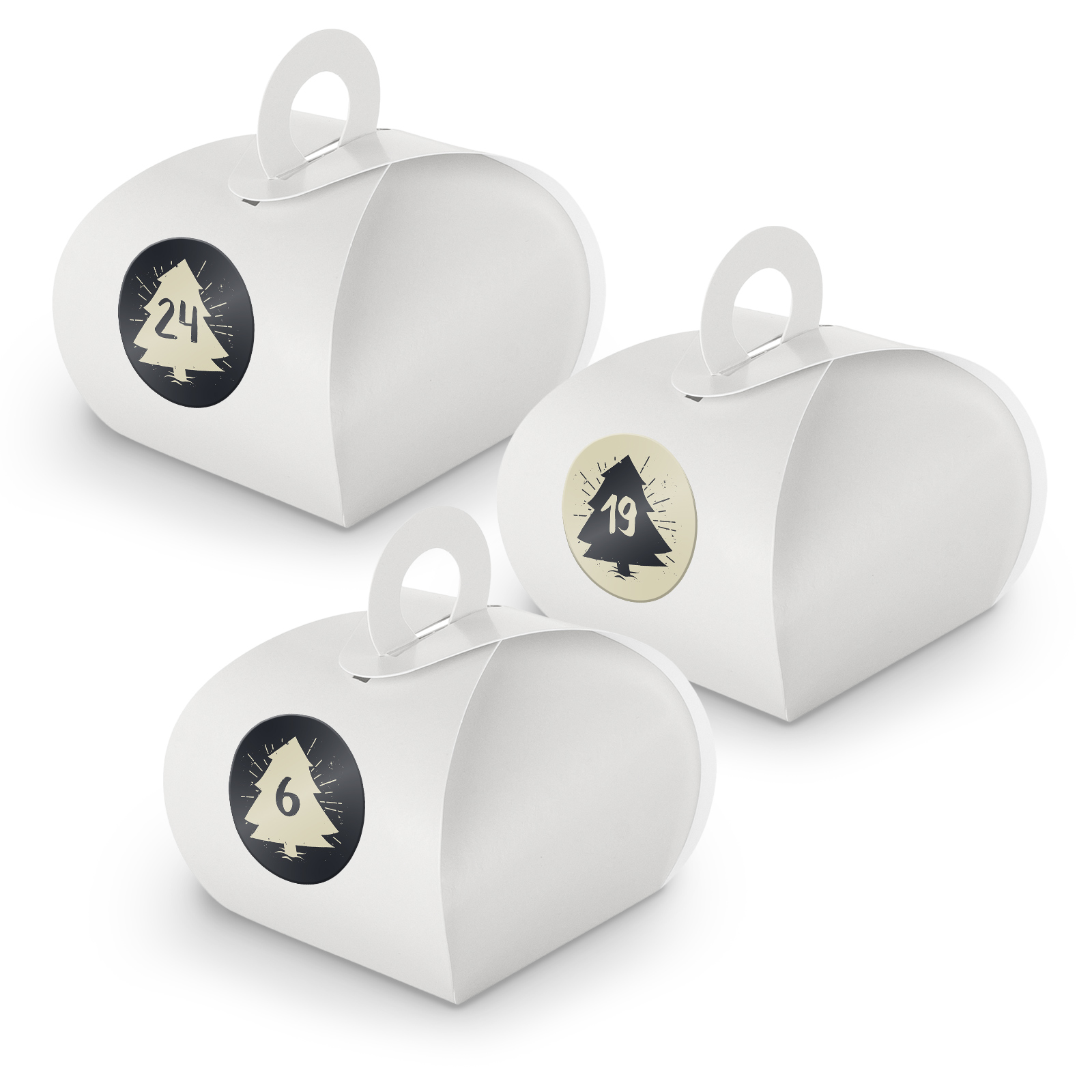 Adventskalender zum F�llen 24x Box mit Griff WEISS + Sti...
