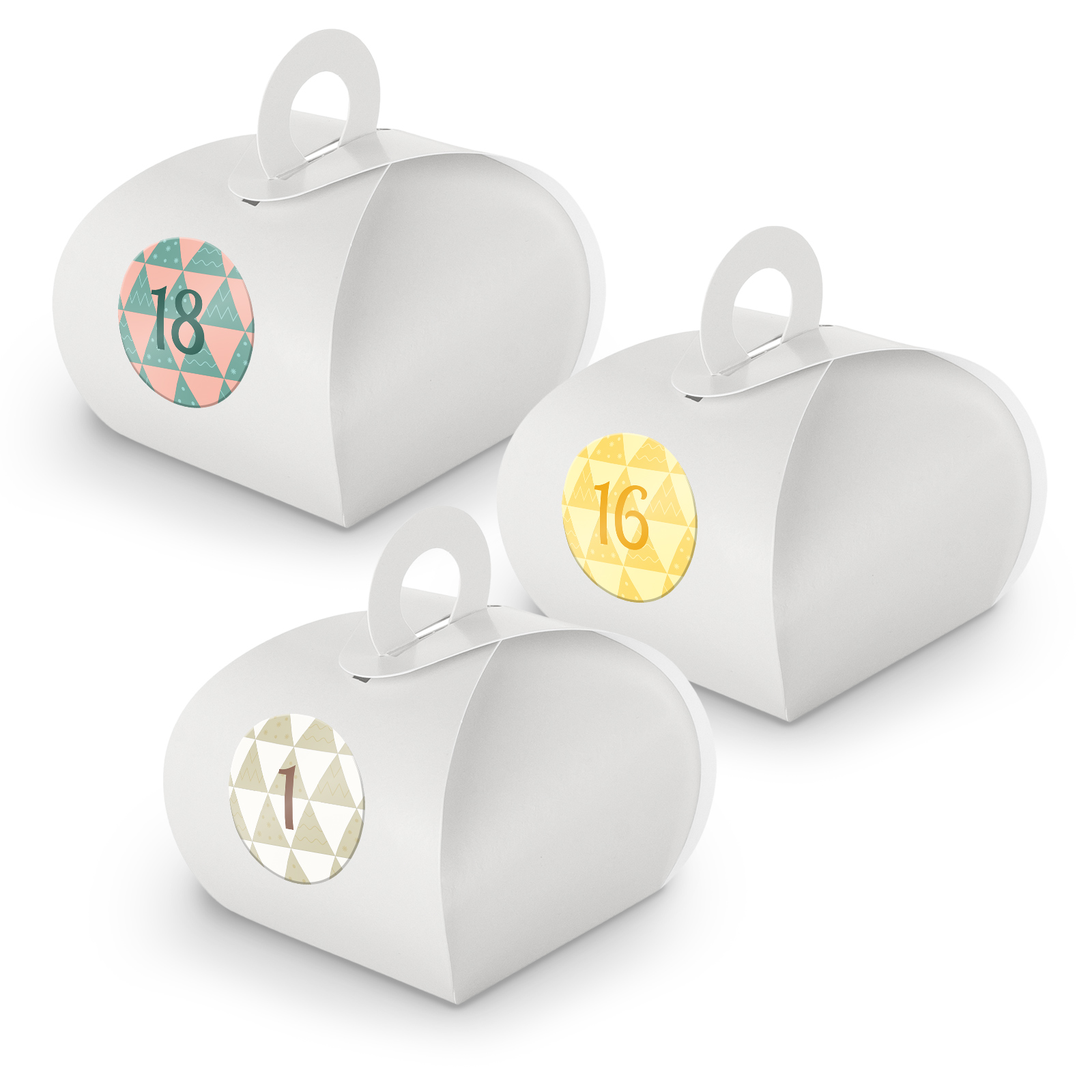 Adventskalender zum F�llen 24x Box mit Griff WEISS + Sti...