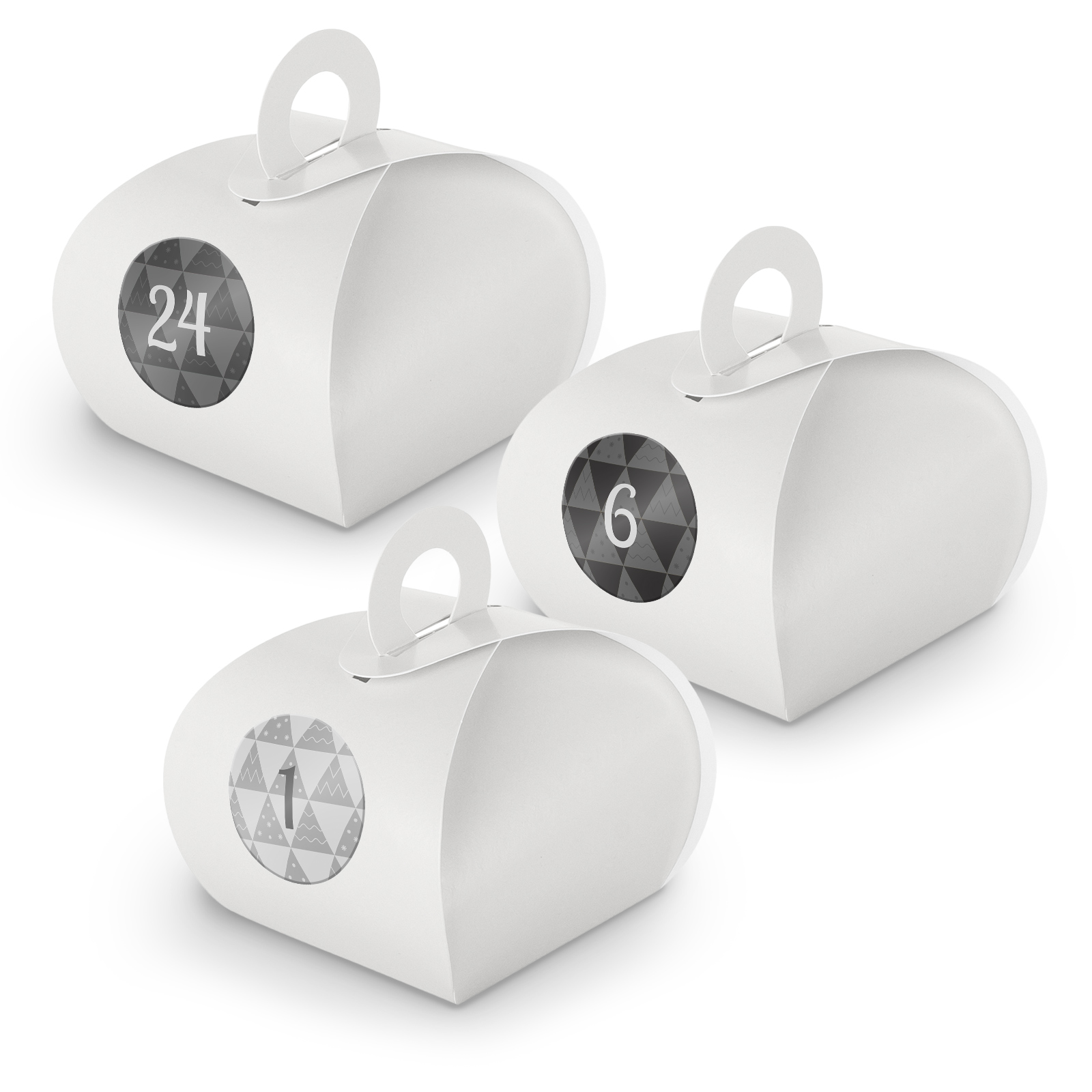 Adventskalender zum F�llen 24x Box mit Griff WEISS + Sti...