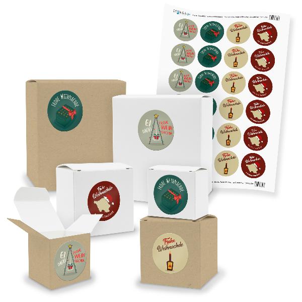 itenga SET 24x kleine Geschenkboxen mit Sticker Frohe We...