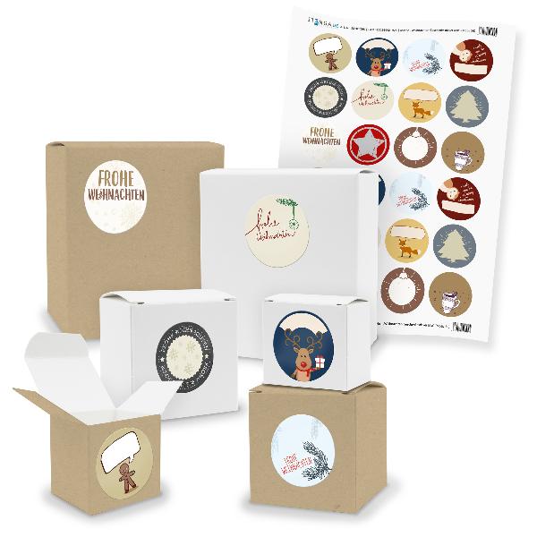 itenga SET 24x Geschenkboxen mit Sticker beschreibbar We...